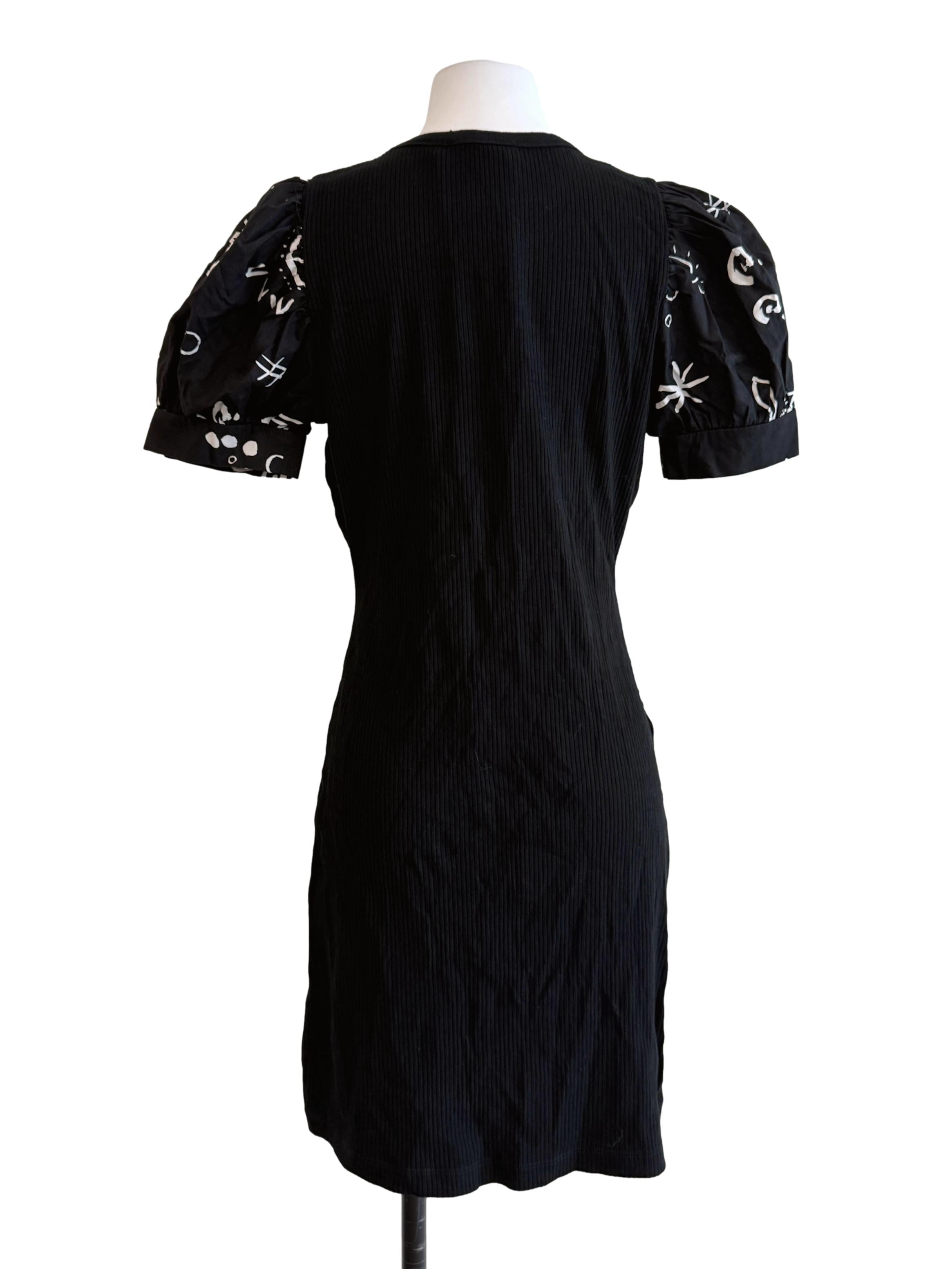 Black Puff Sleeves Slip Dress