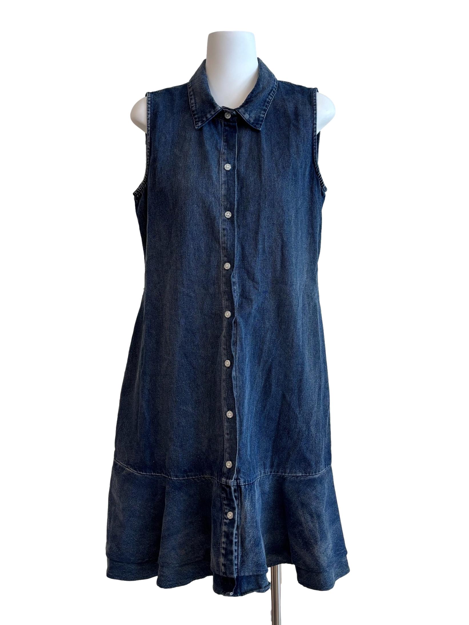 Blue Denim Sleeveless Dropwaist Dress