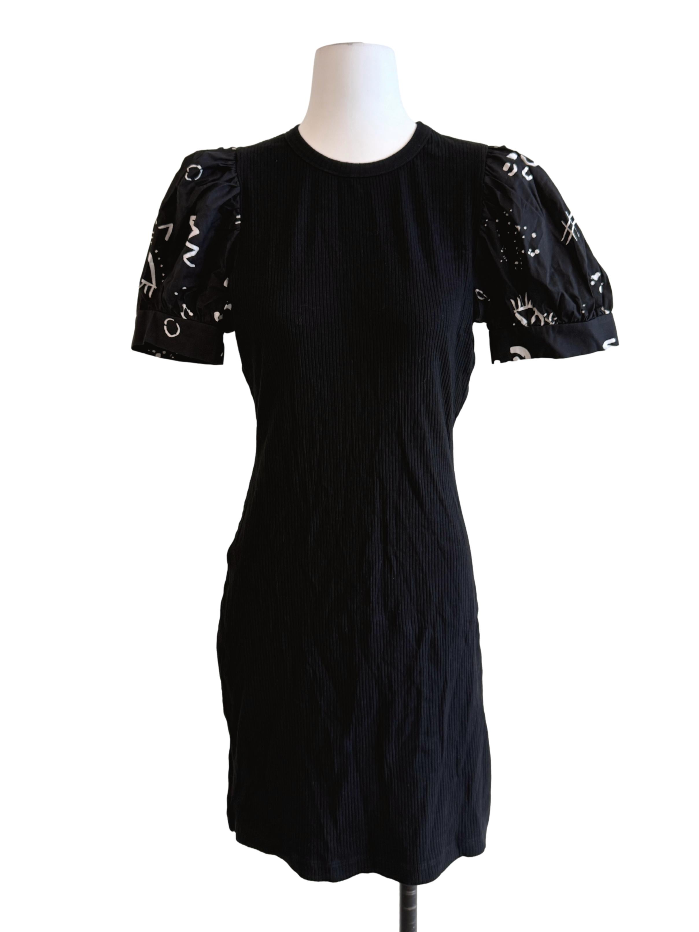 Black Puff Sleeves Slip Dress