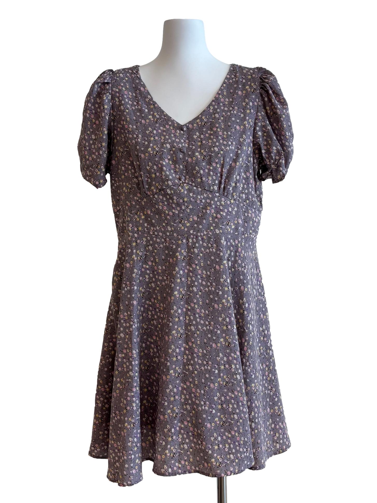 Thistle Purple Floral A-Line Dress