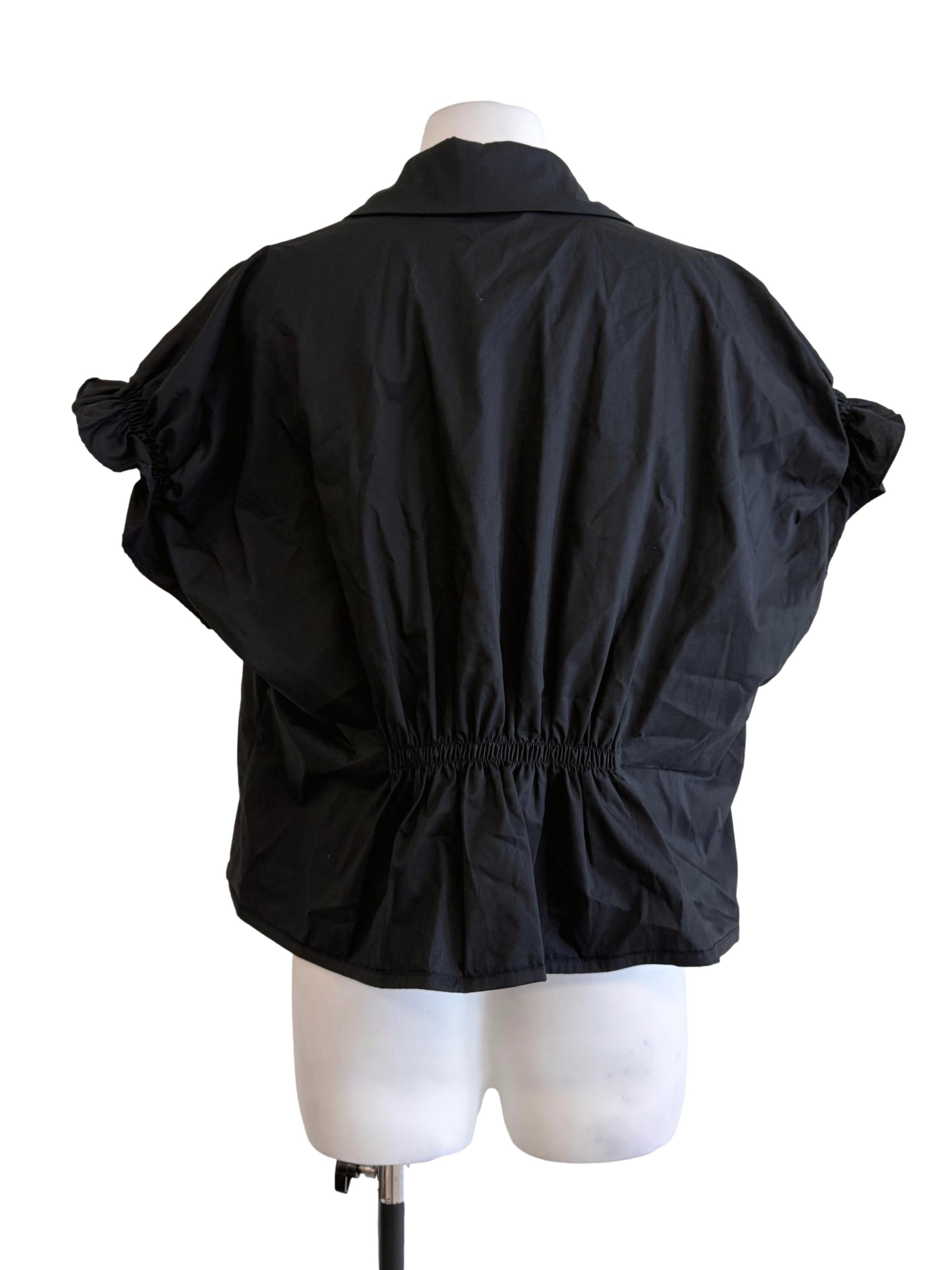 Black Collared Casual Blouse