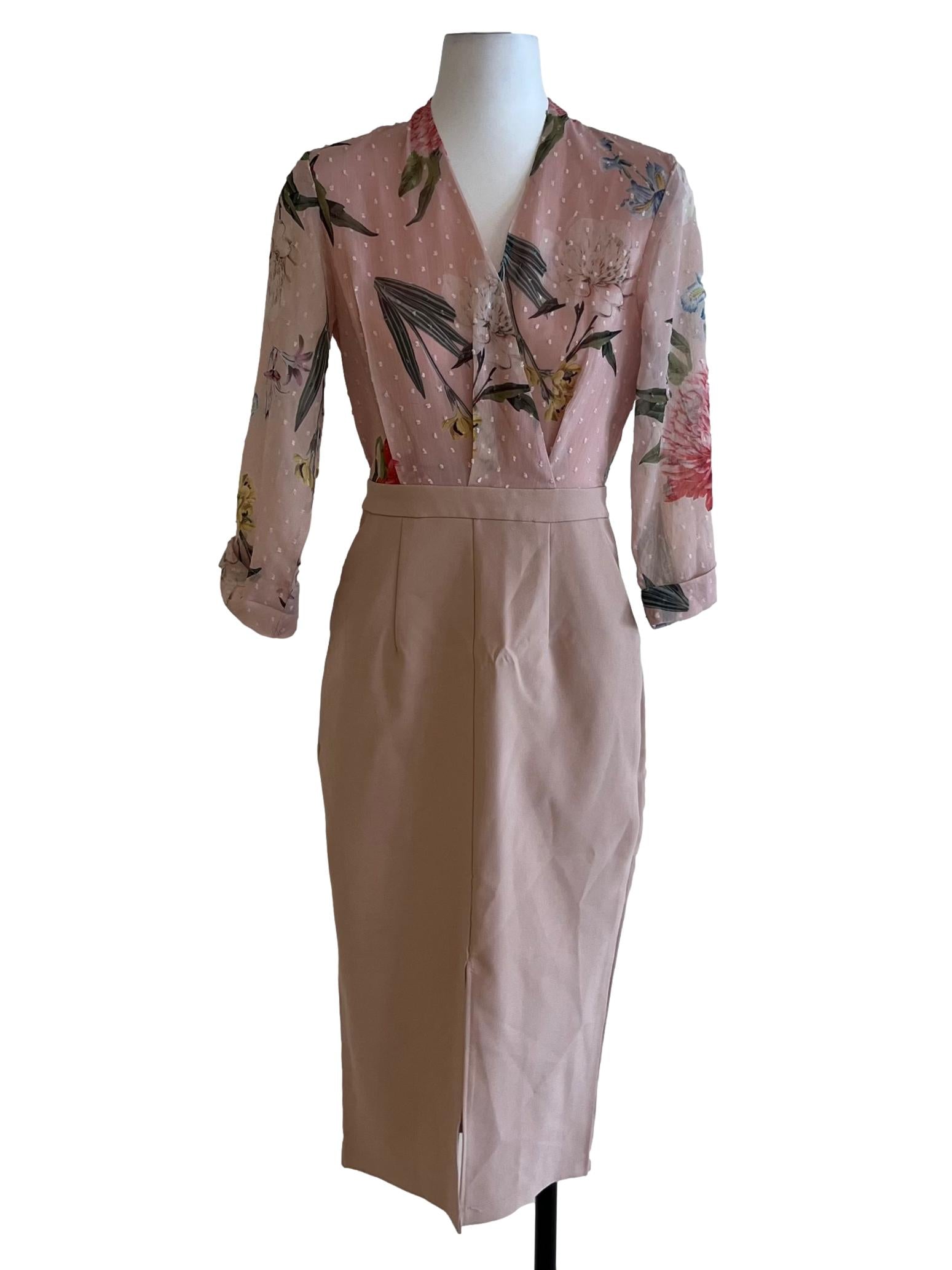 Blush Pink Floral Empire Dress