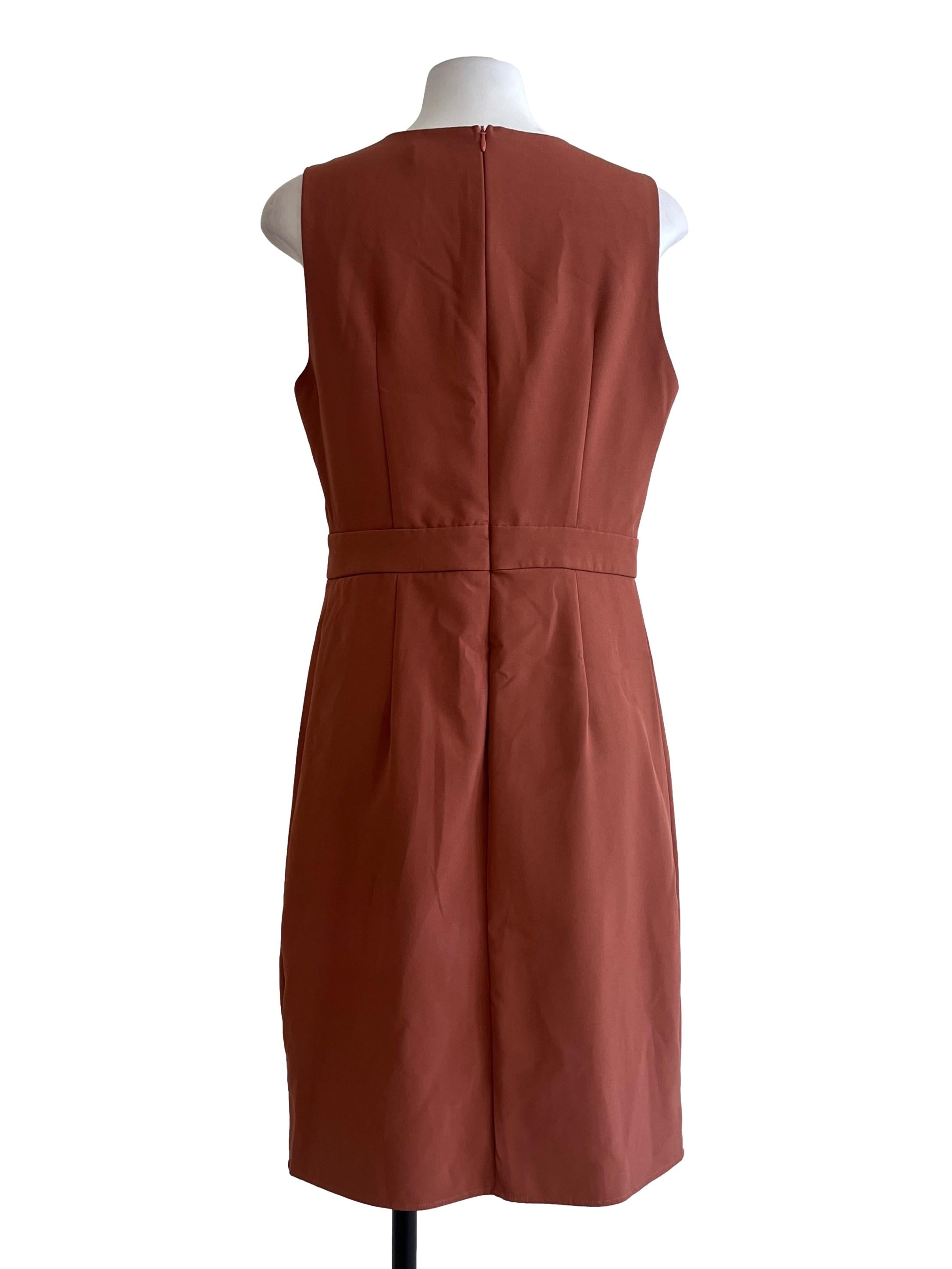 Tawny Brown V-Neck Sleeveless Dress