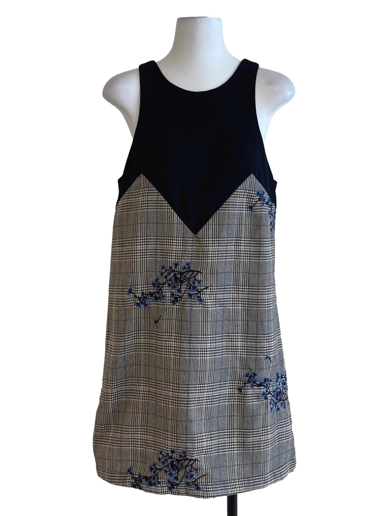 Navy Blue Tartan Shift Dress
