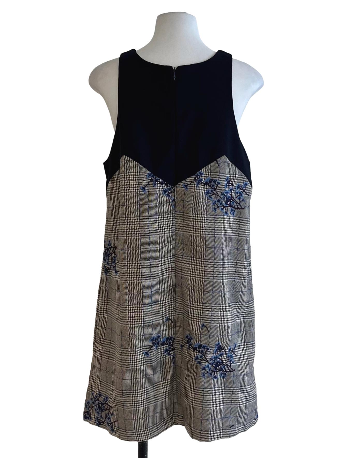 Navy Blue Tartan Shift Dress