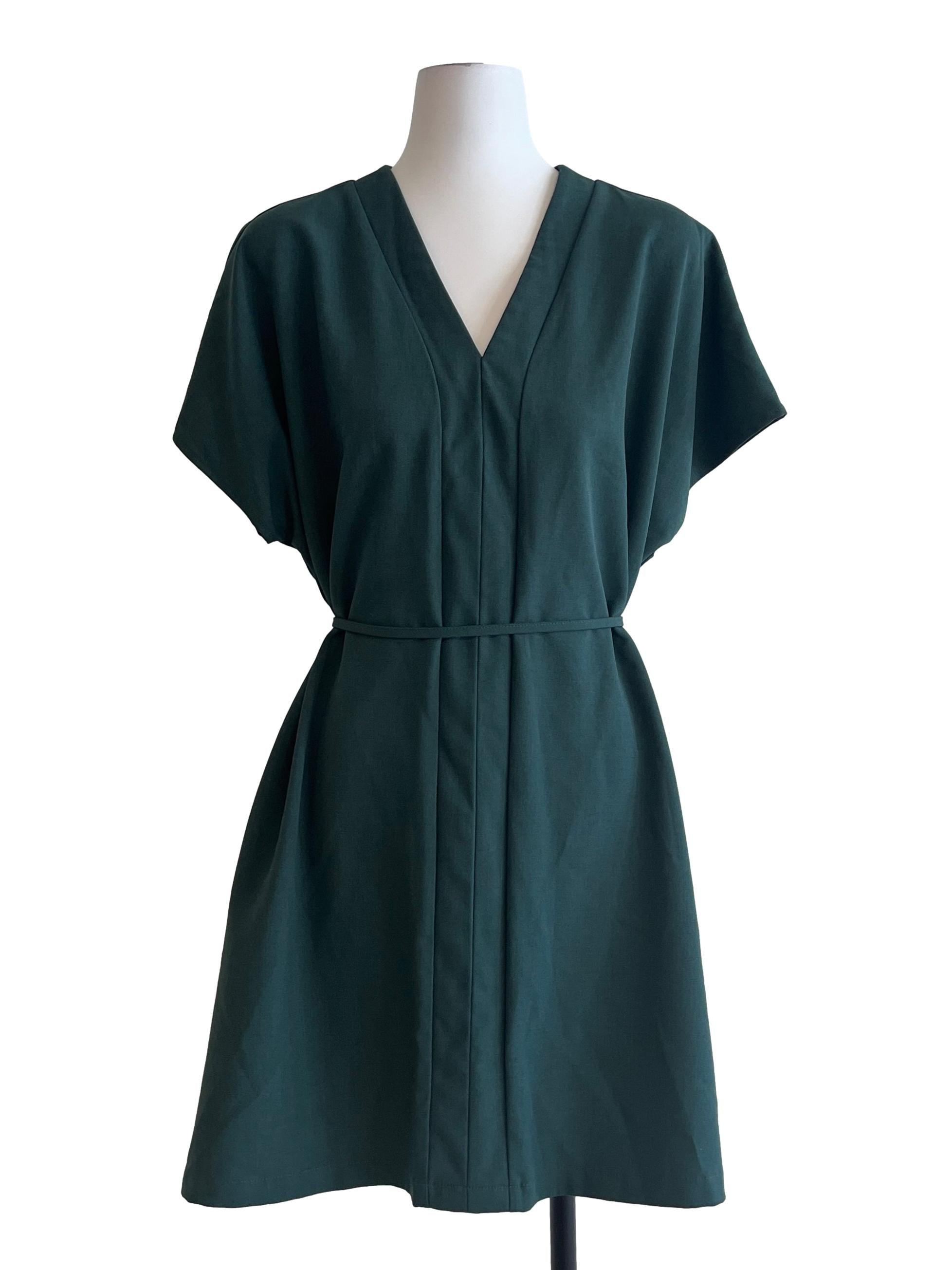 Emerald Green V-Neck Dress