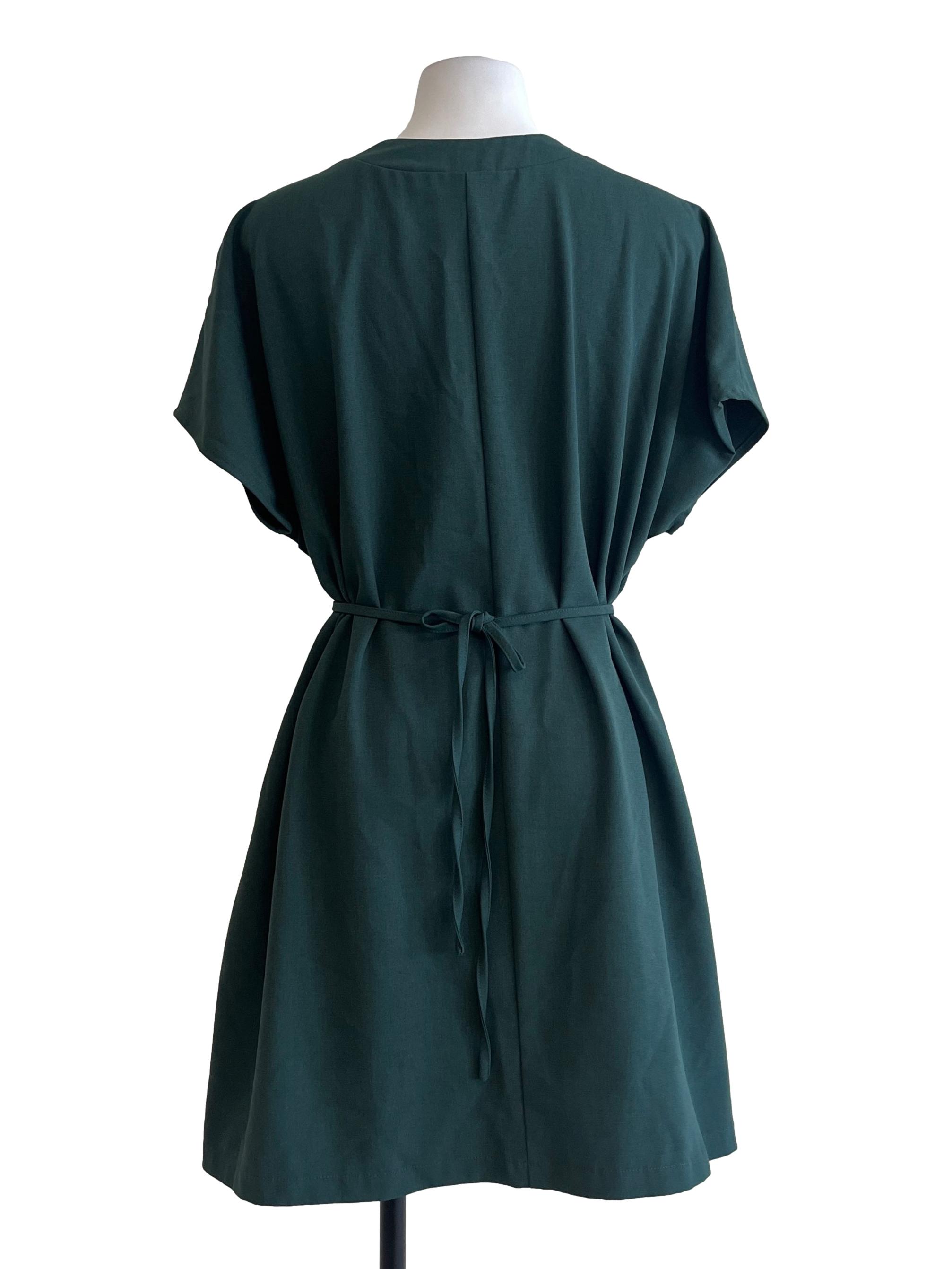 Emerald Green V-Neck Dress