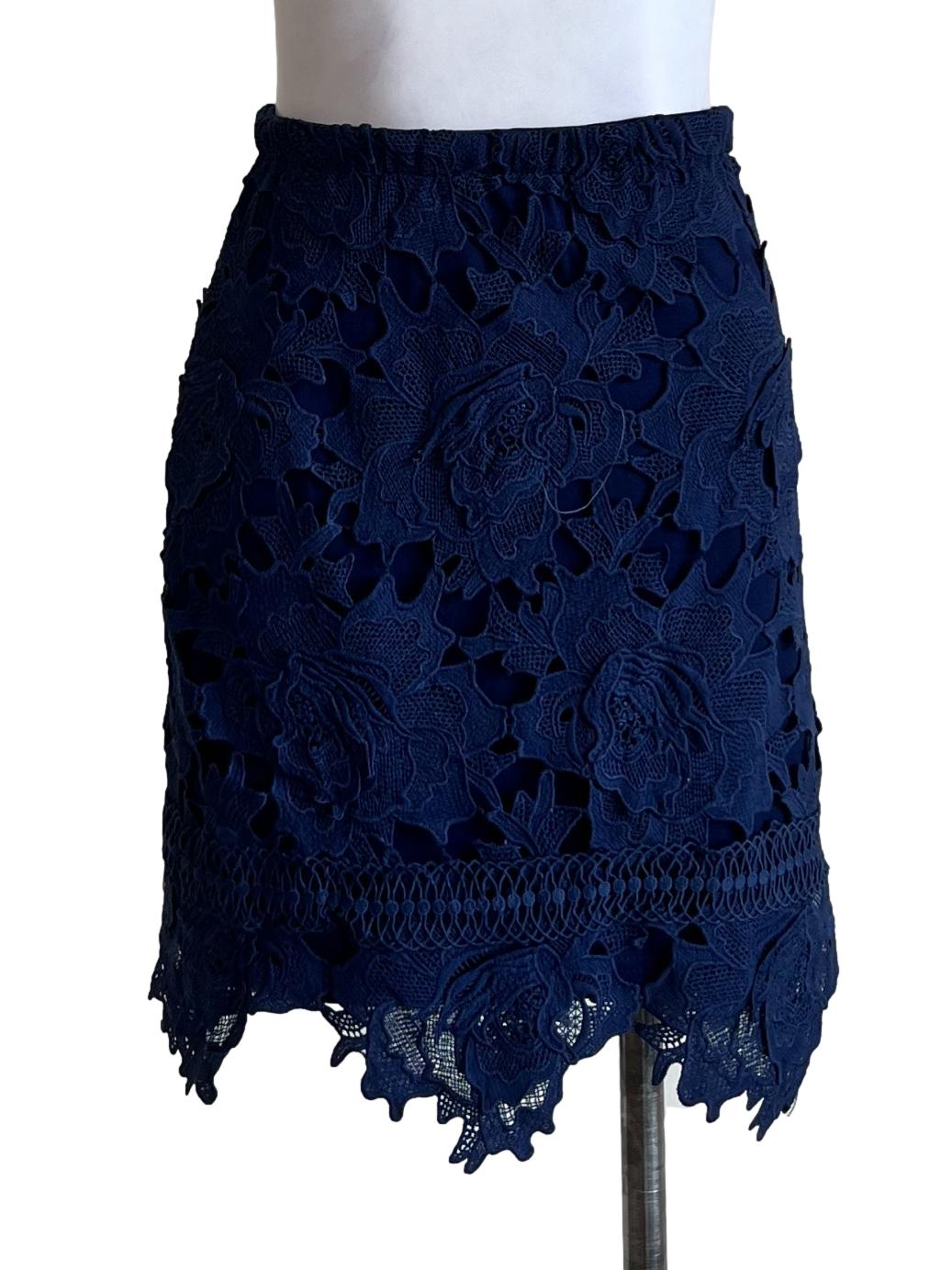 Dark Blue Lined Lace Skirt TSW