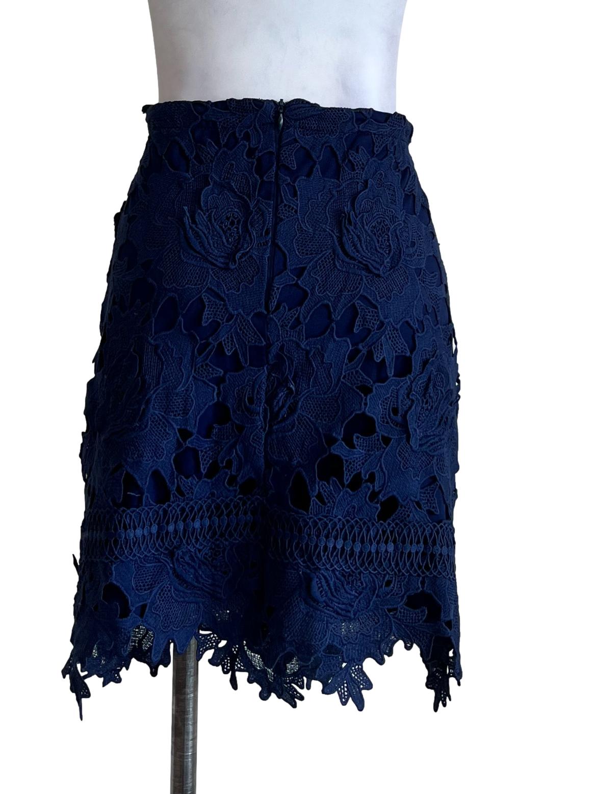 Dark Blue Lined Lace Skirt TSW