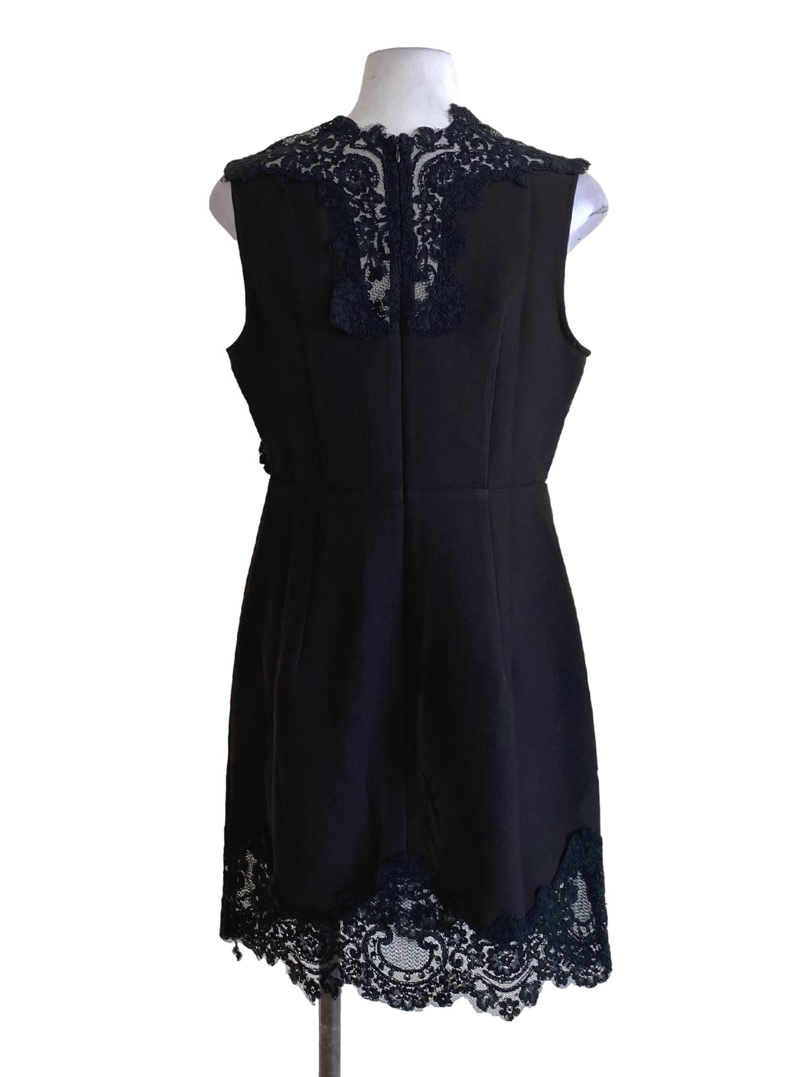 Ebony Black Floral Lace Sleeveless A-Line Dress