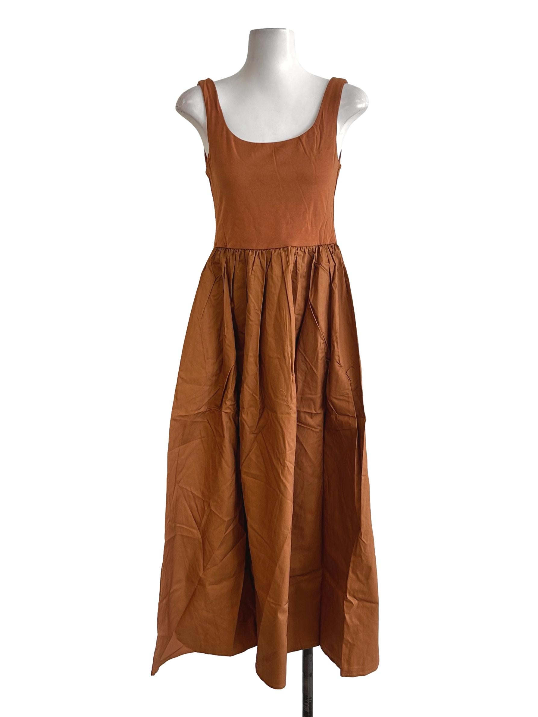 Burnt Orange Organic Cotton Jersey Midi Dress OSN