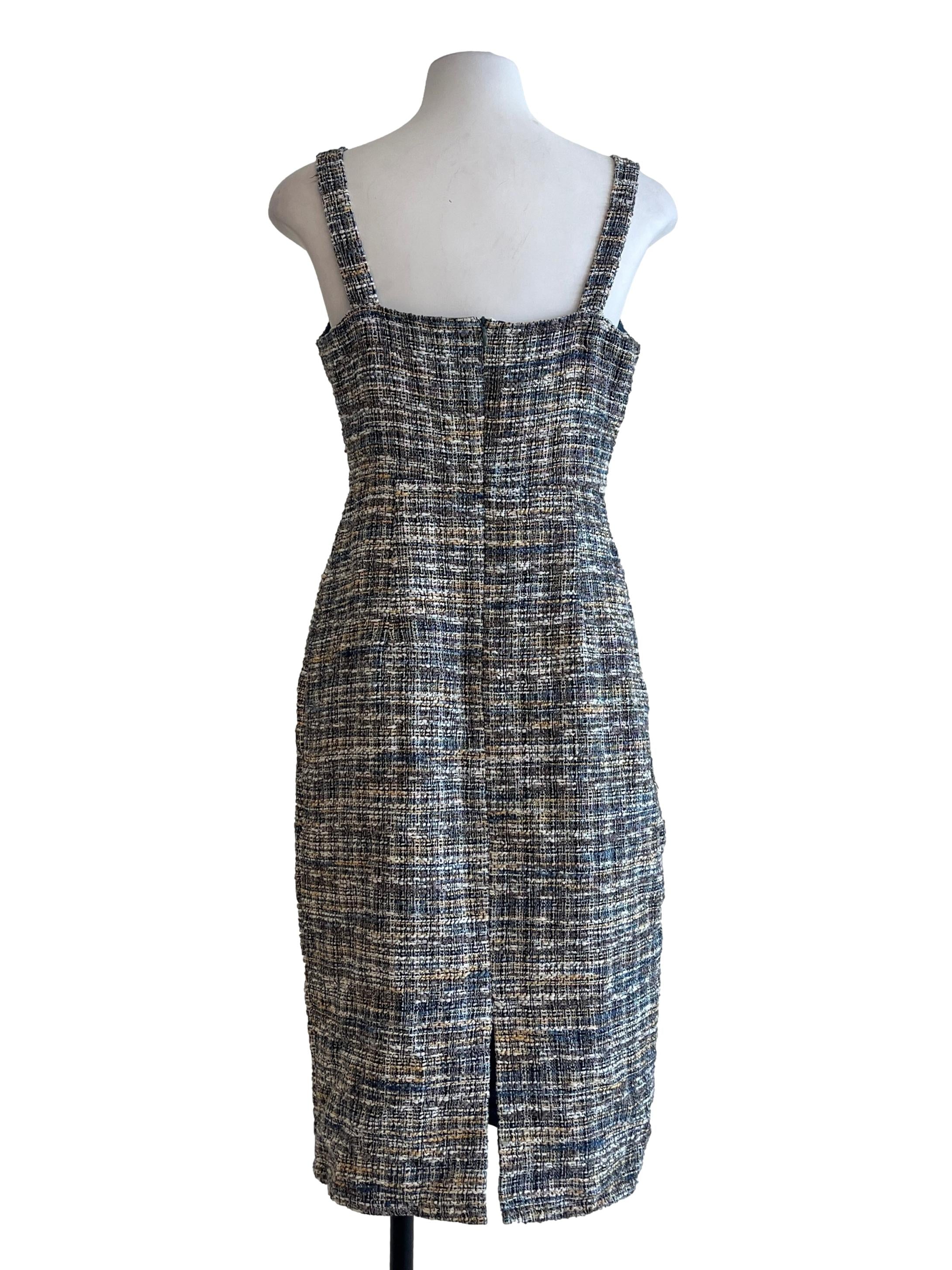 Fossil Grey Square Neck Sleeveless Dress