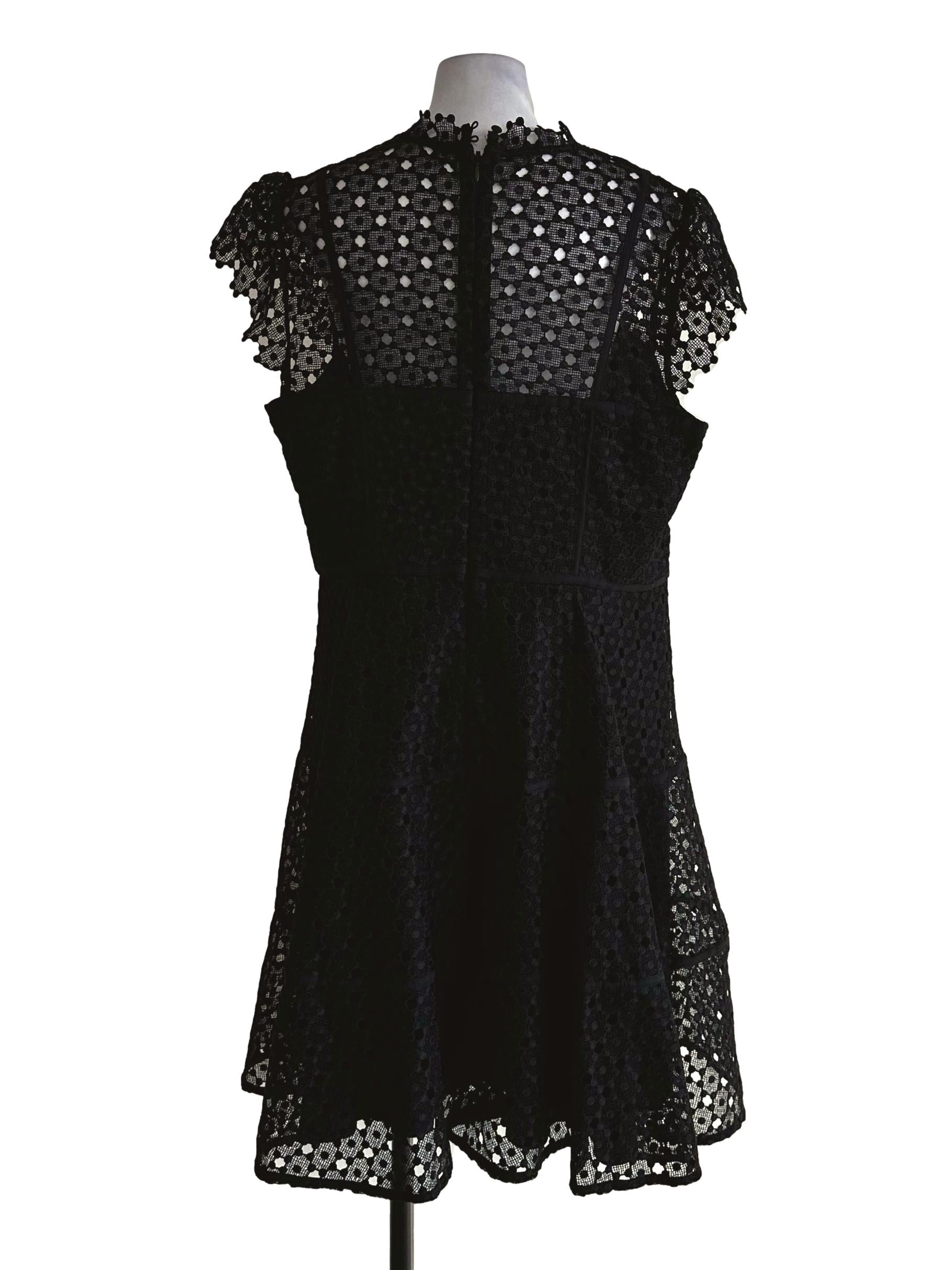 Black Embroidered Lace Pattern Dress