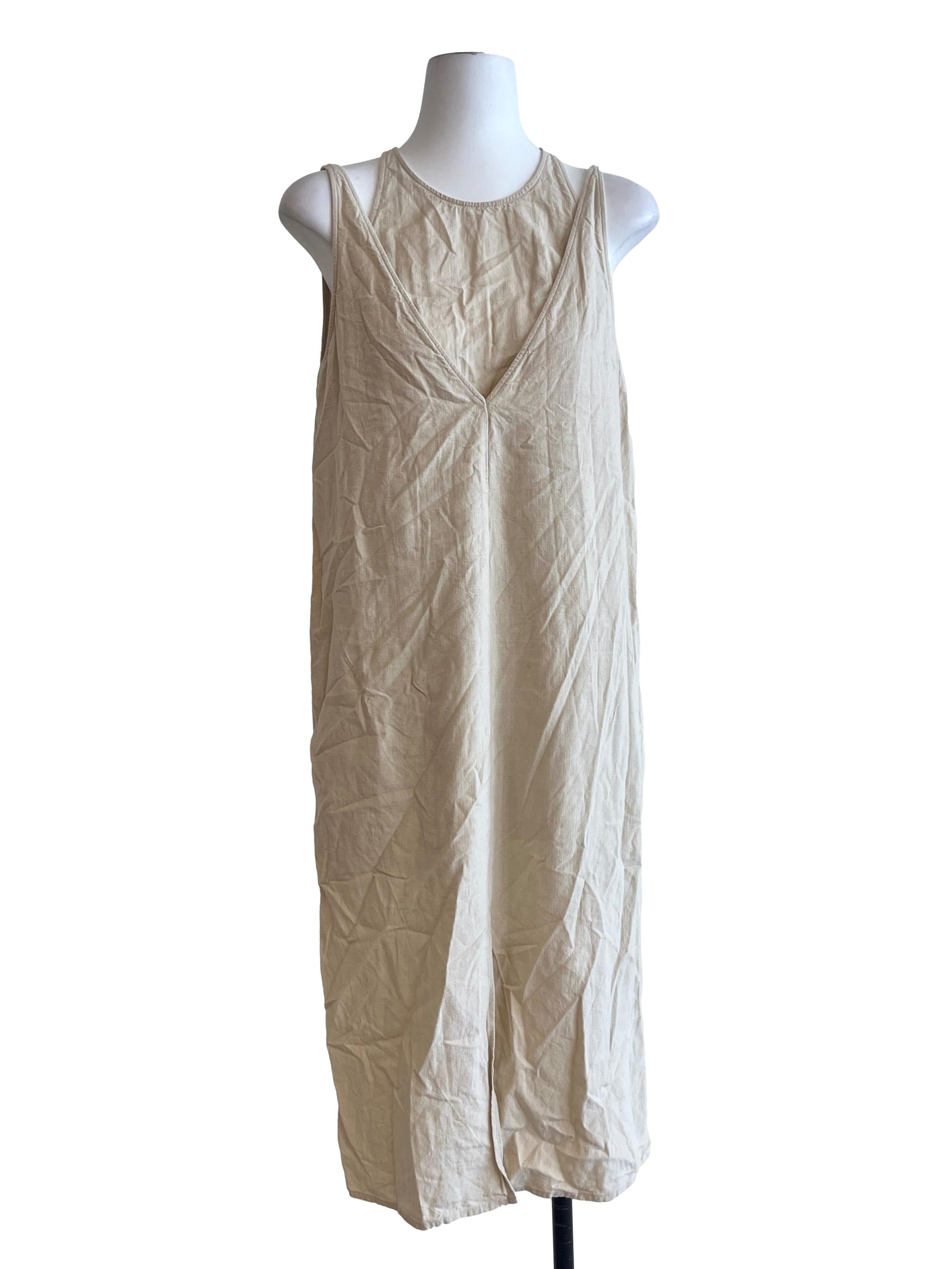 Linen White Halter Sleeveless Dress