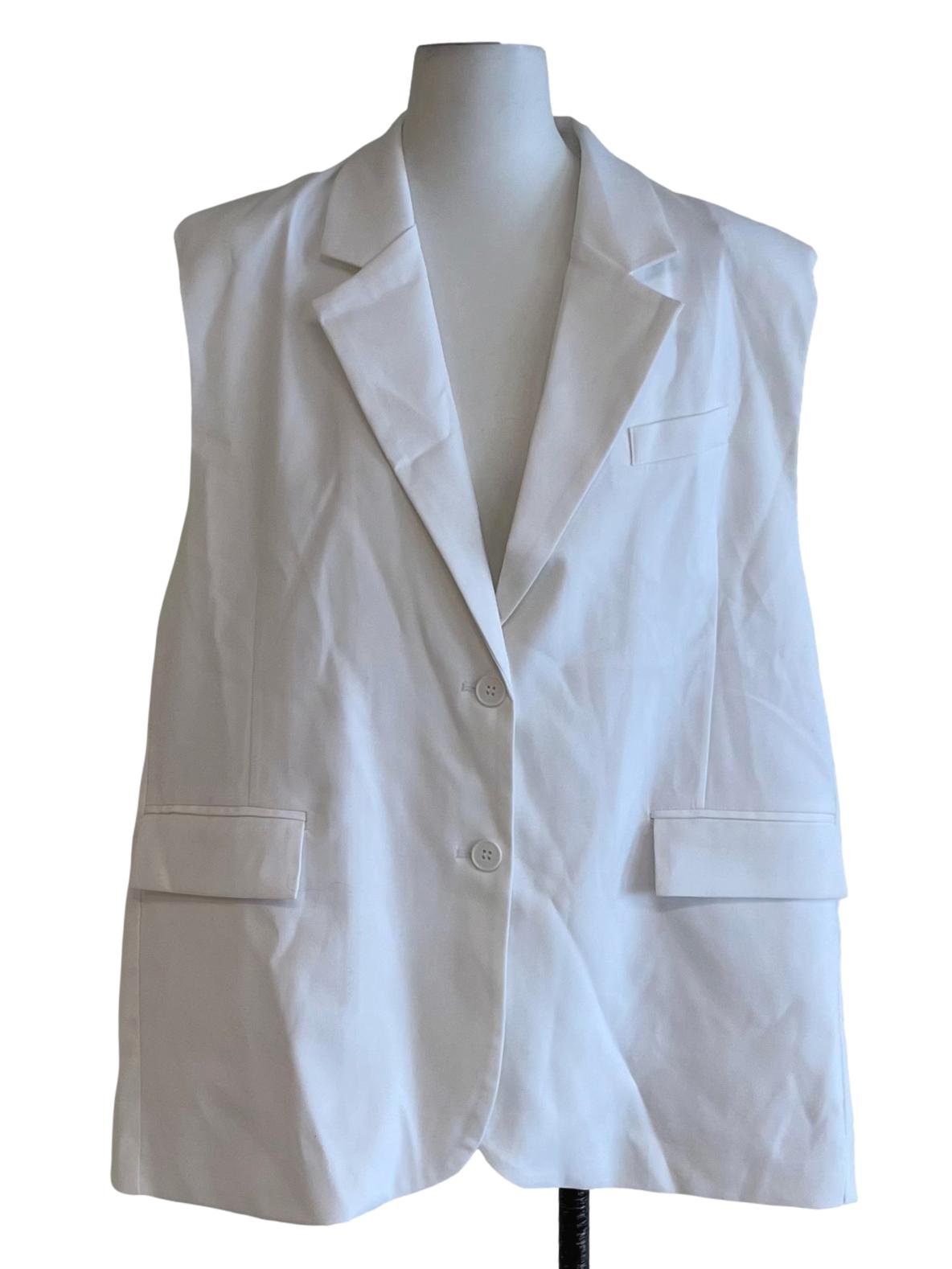 White Notched Neckline Single-Breasted Blazer