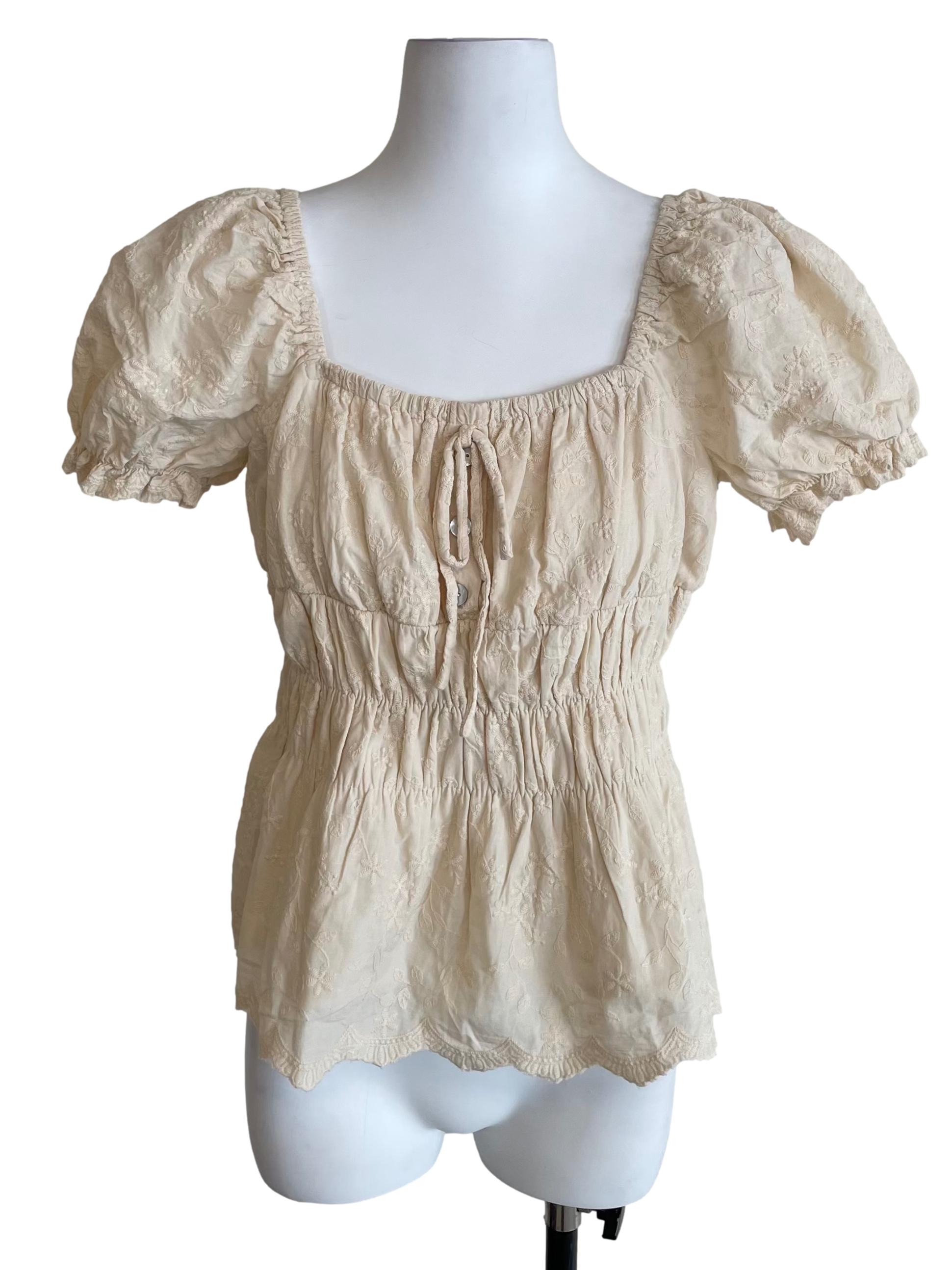 Blonde Lace Peasant Top