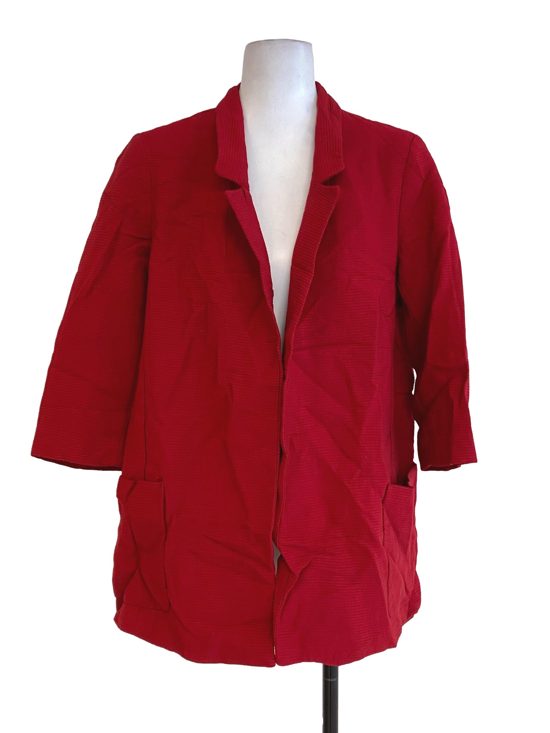 Zara Red Textured Blazer | REFASH