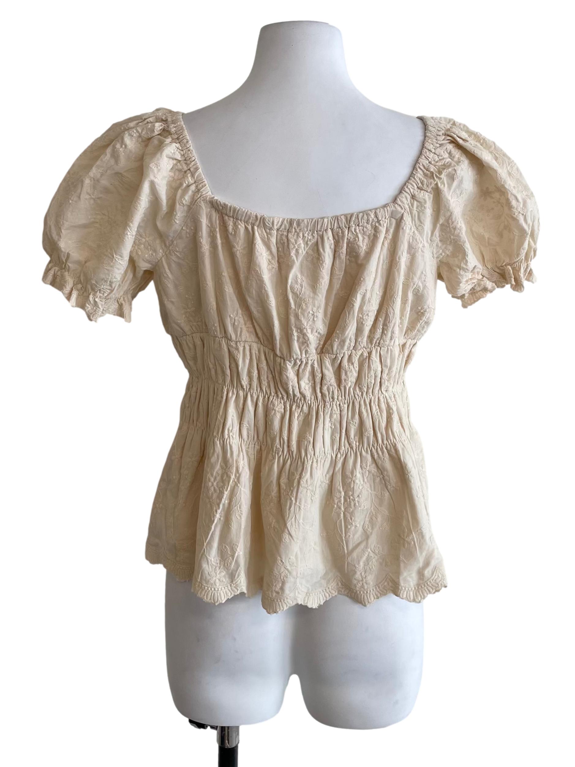 Blonde Lace Peasant Top