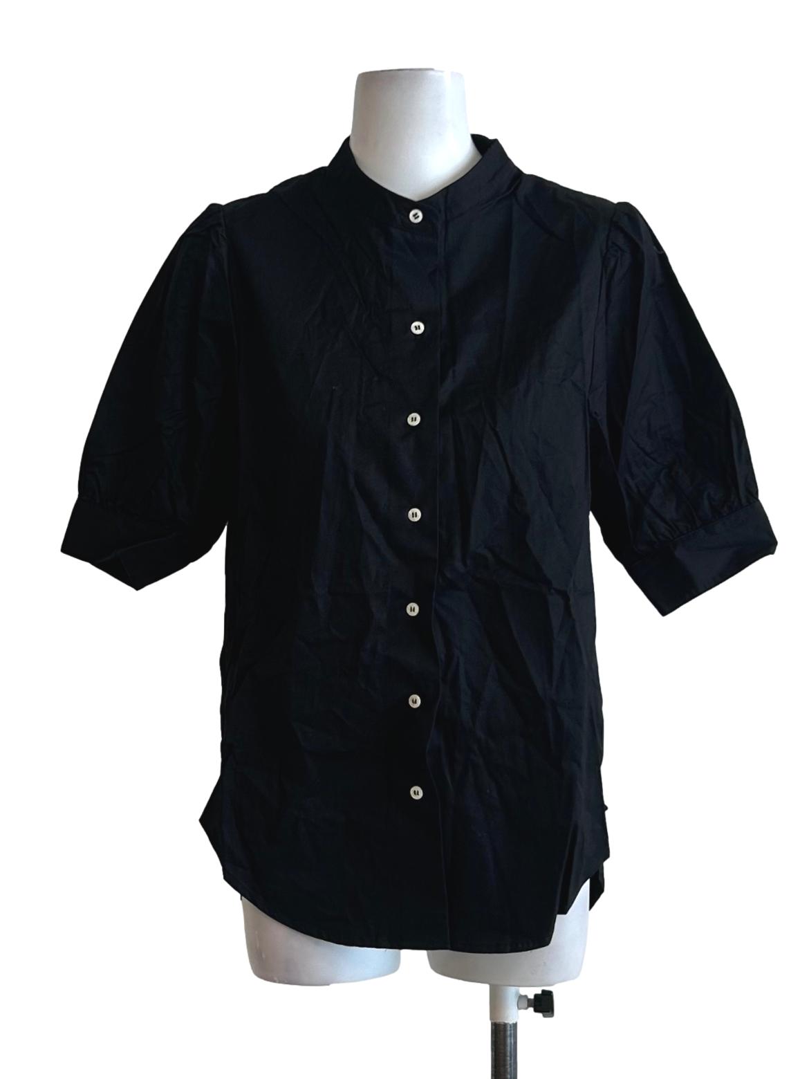 Black Organic Cotton Mandarin Collar Shirt OSN