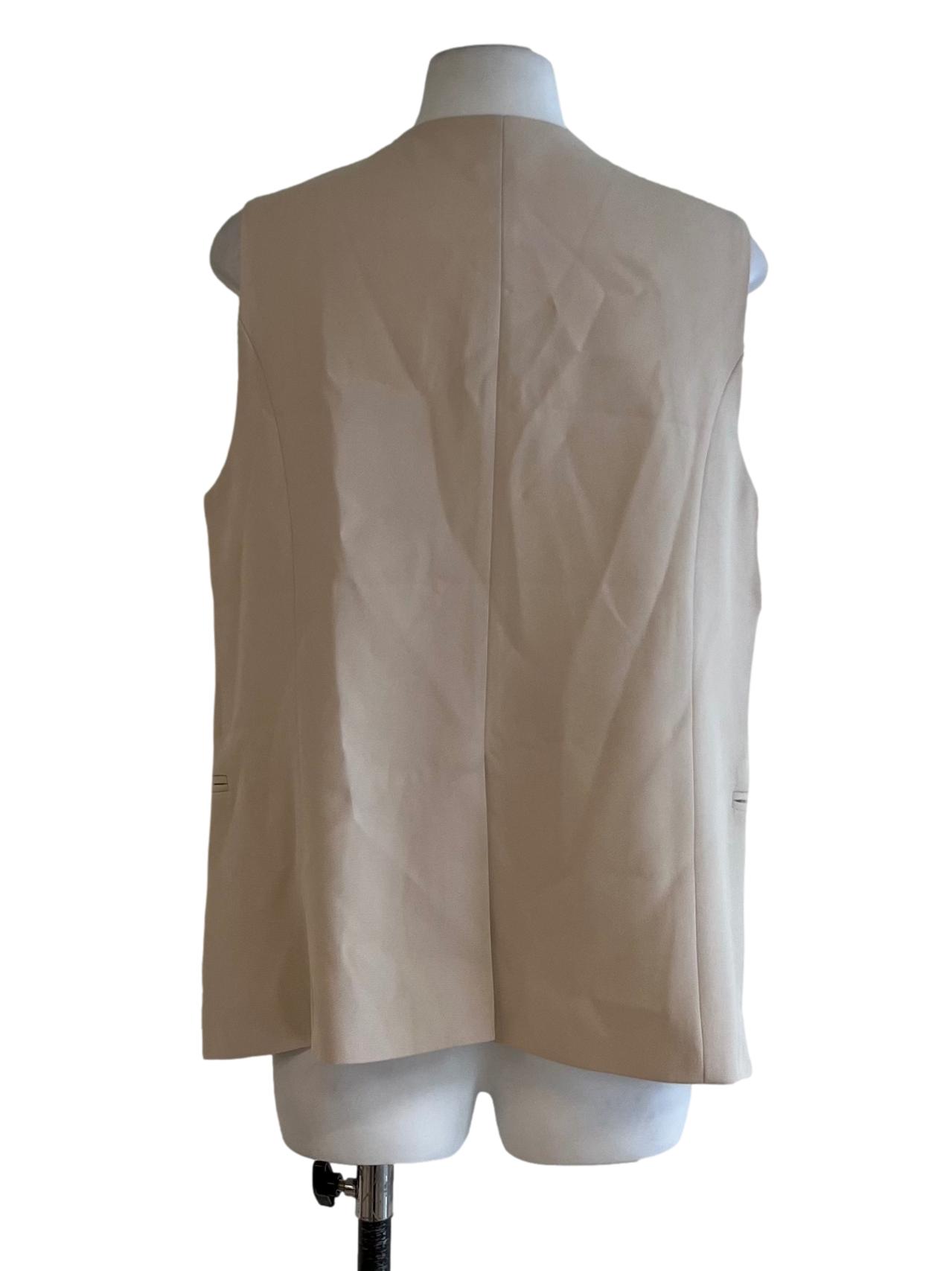 Beige V-Neck Single-Breasted Blazer