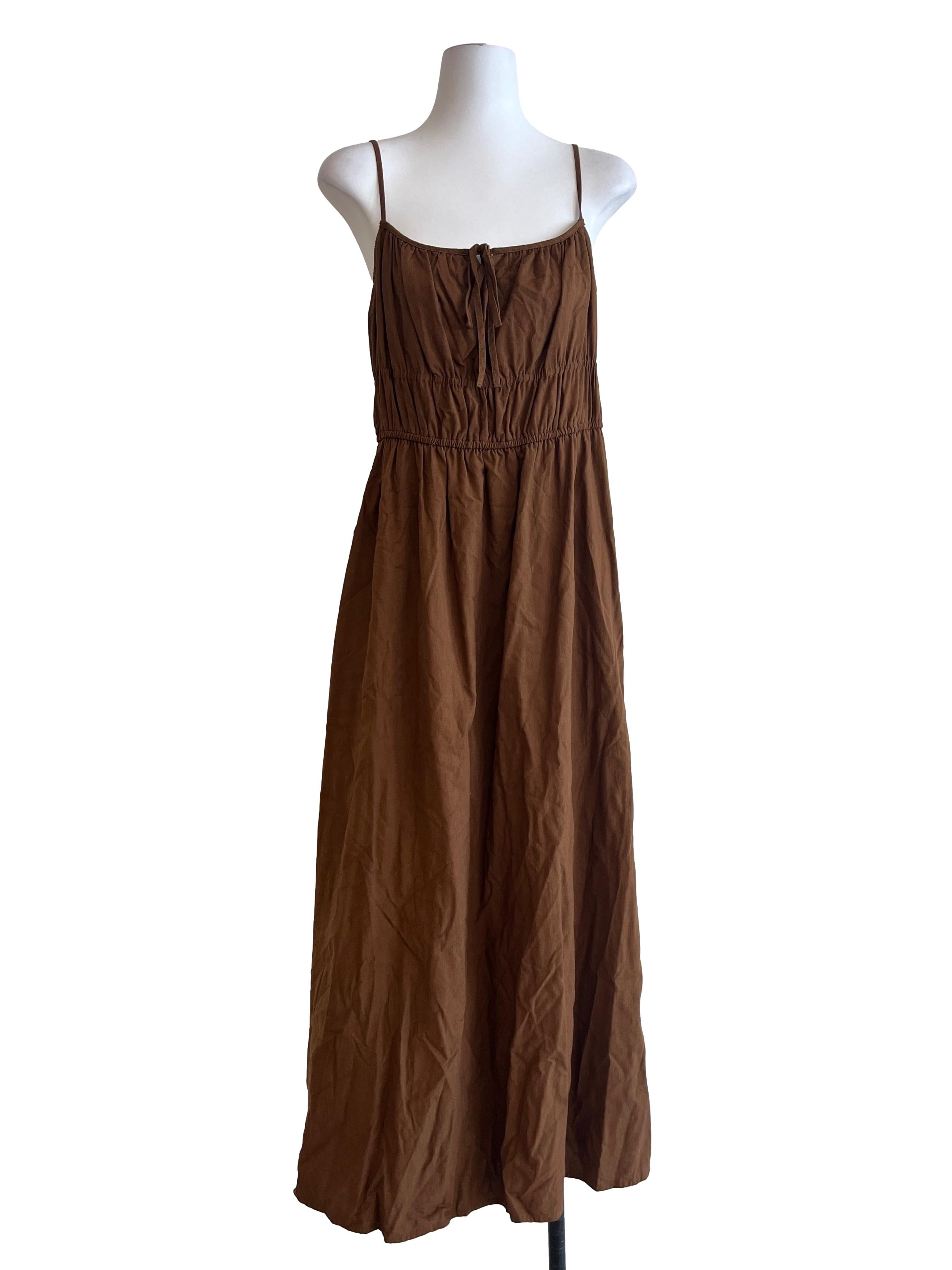 Tawny Brown Spaghetti Strap Sleeveless Dress