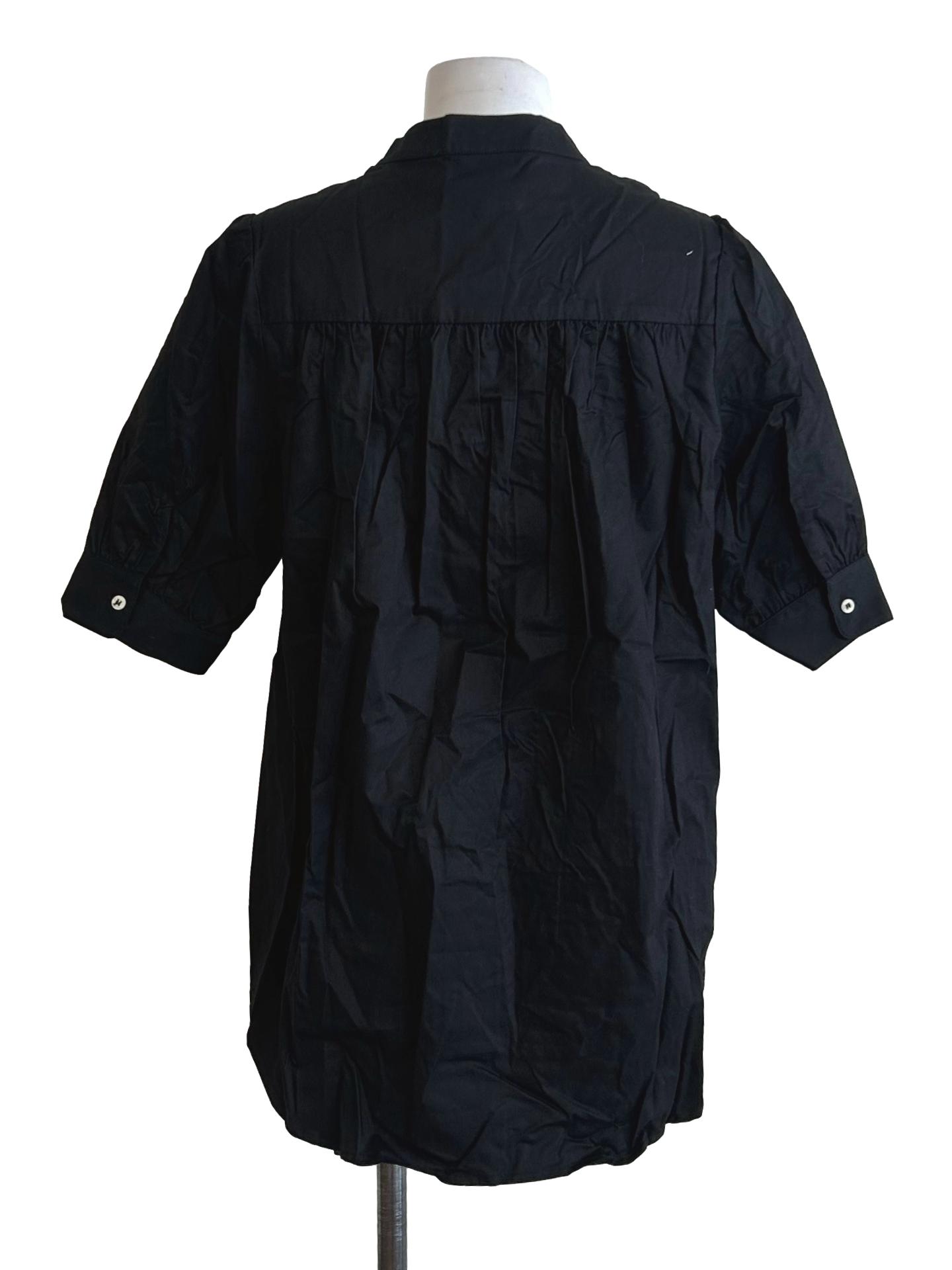 Black Organic Cotton Mandarin Collar Shirt OSN