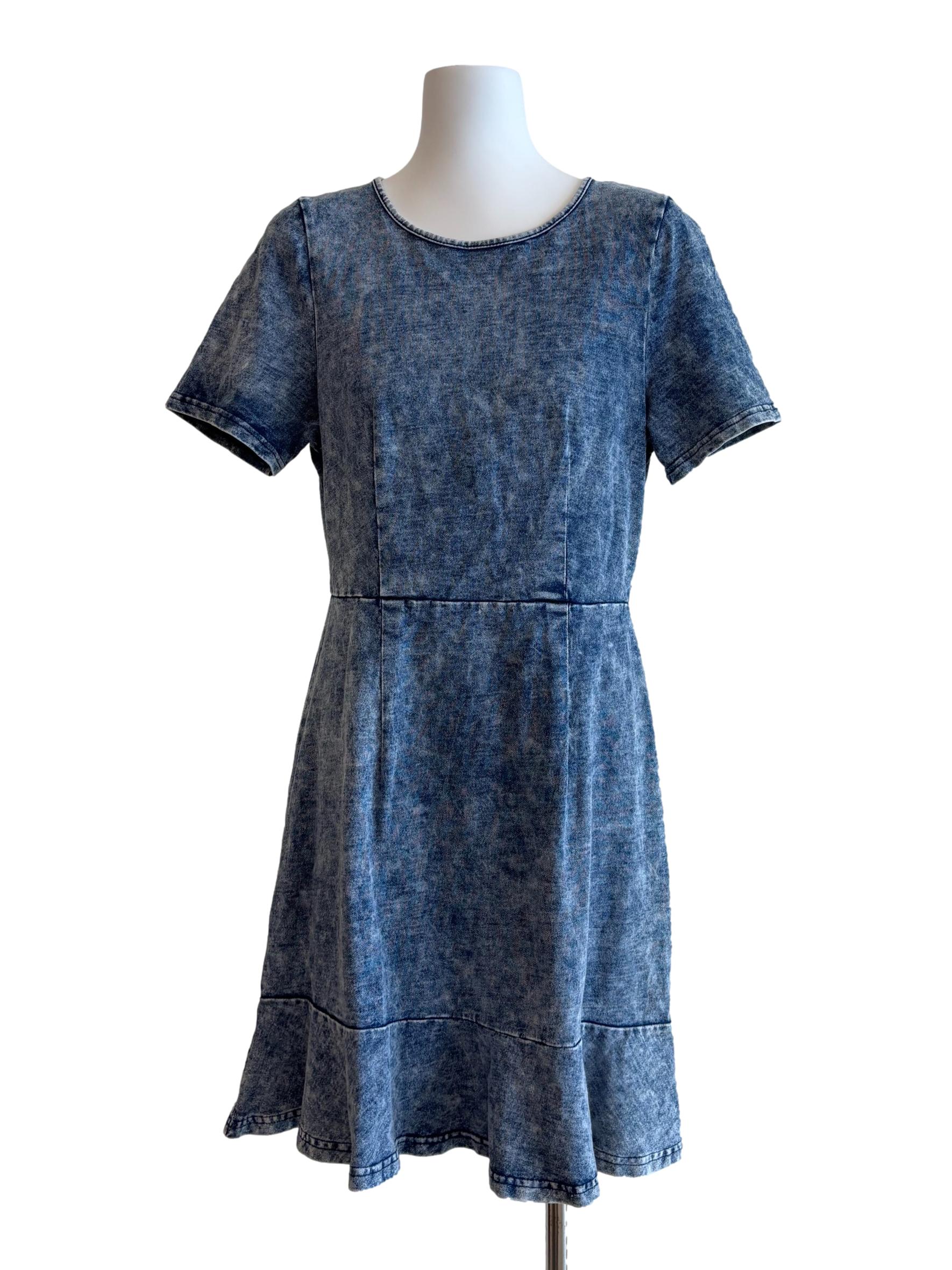 Washed Blue Short Sleeve Denim Dress