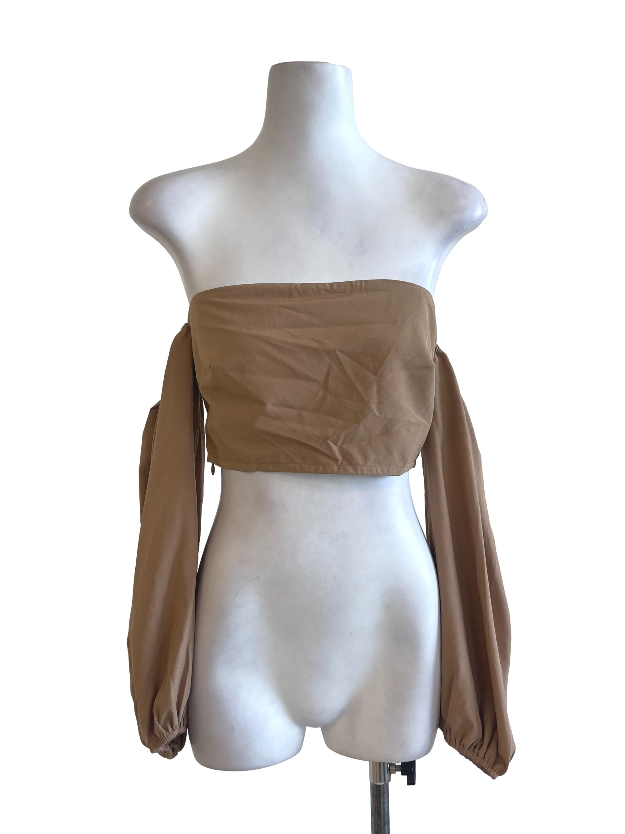 Khaki Plain Off Shoulder