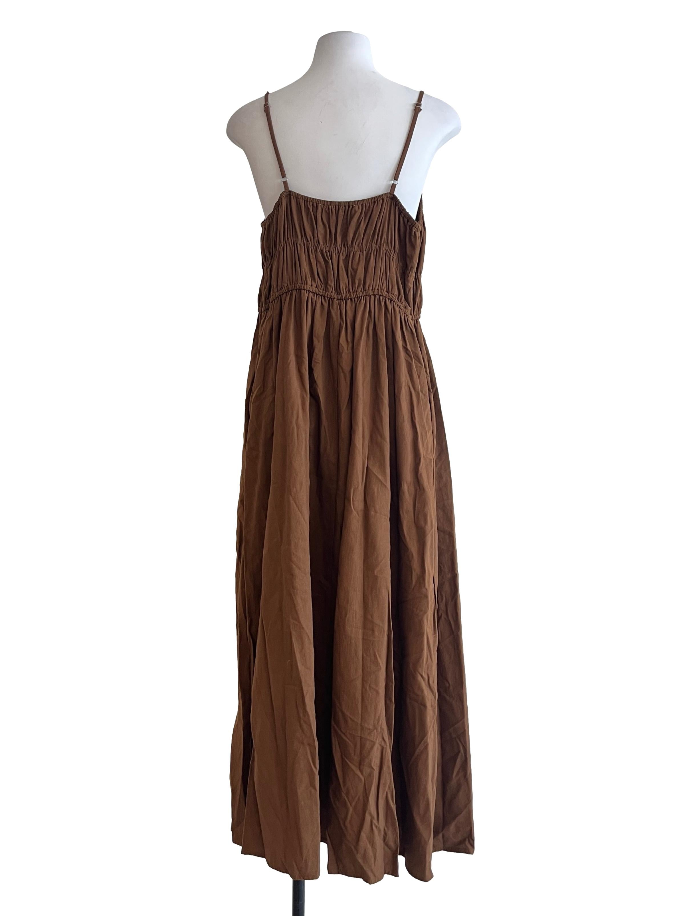 Tawny Brown Spaghetti Strap Sleeveless Dress