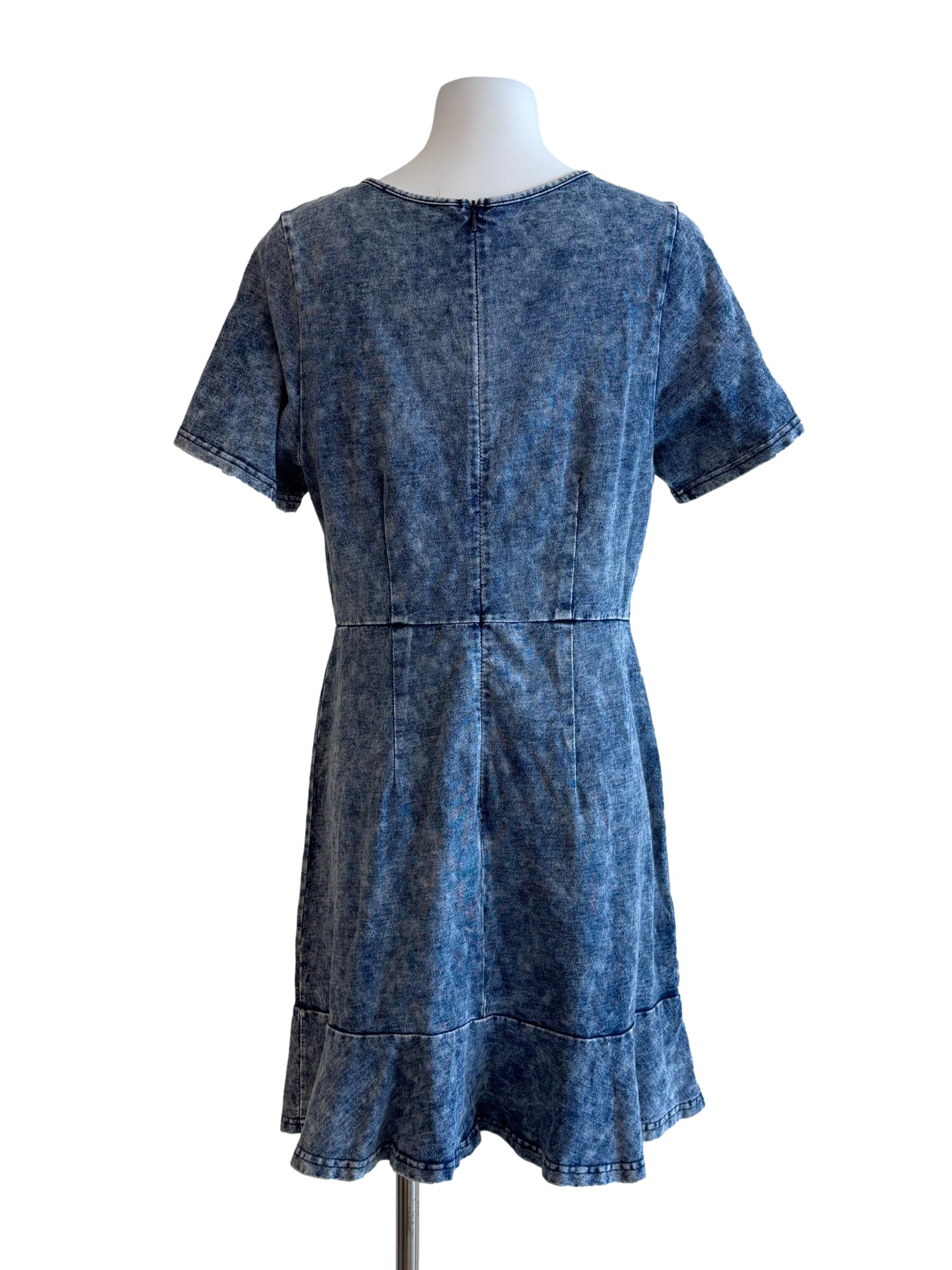Washed Blue Short Sleeve Denim Dress