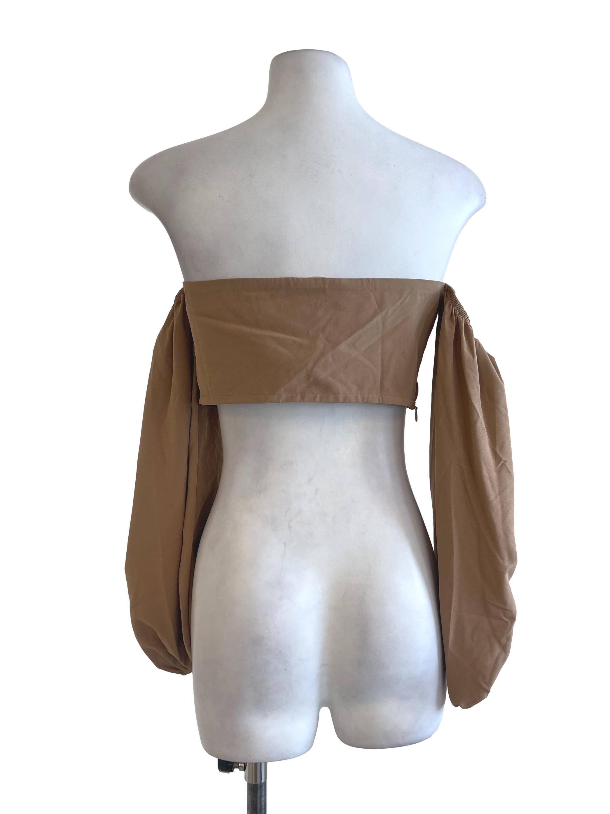 Khaki Plain Off Shoulder