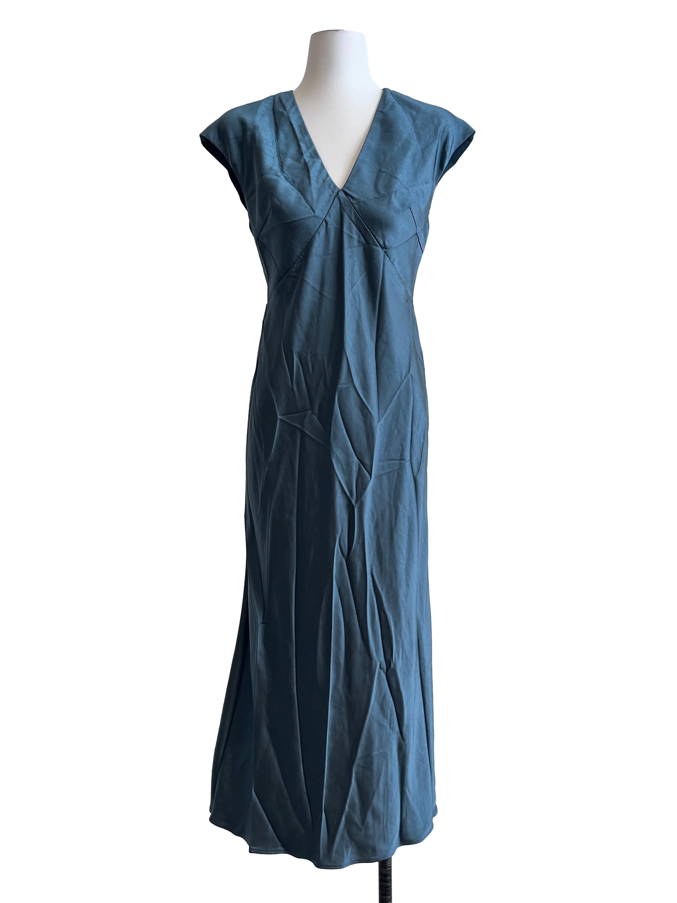 Ocean Blue V-Neck Sleeveless Dress