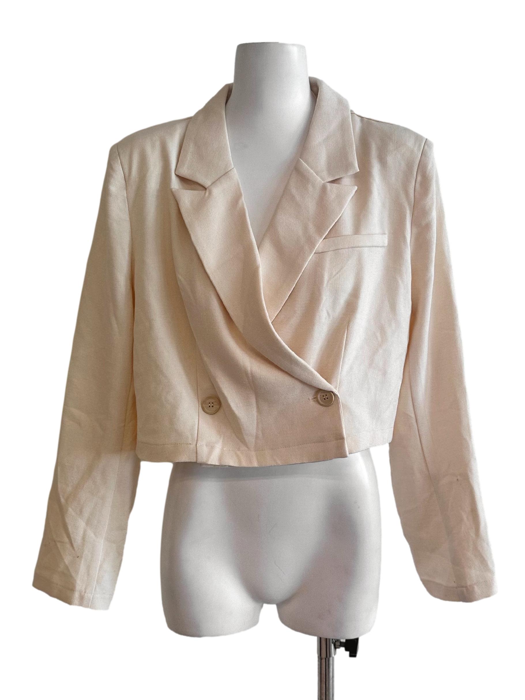 Cream White Collar Blazer