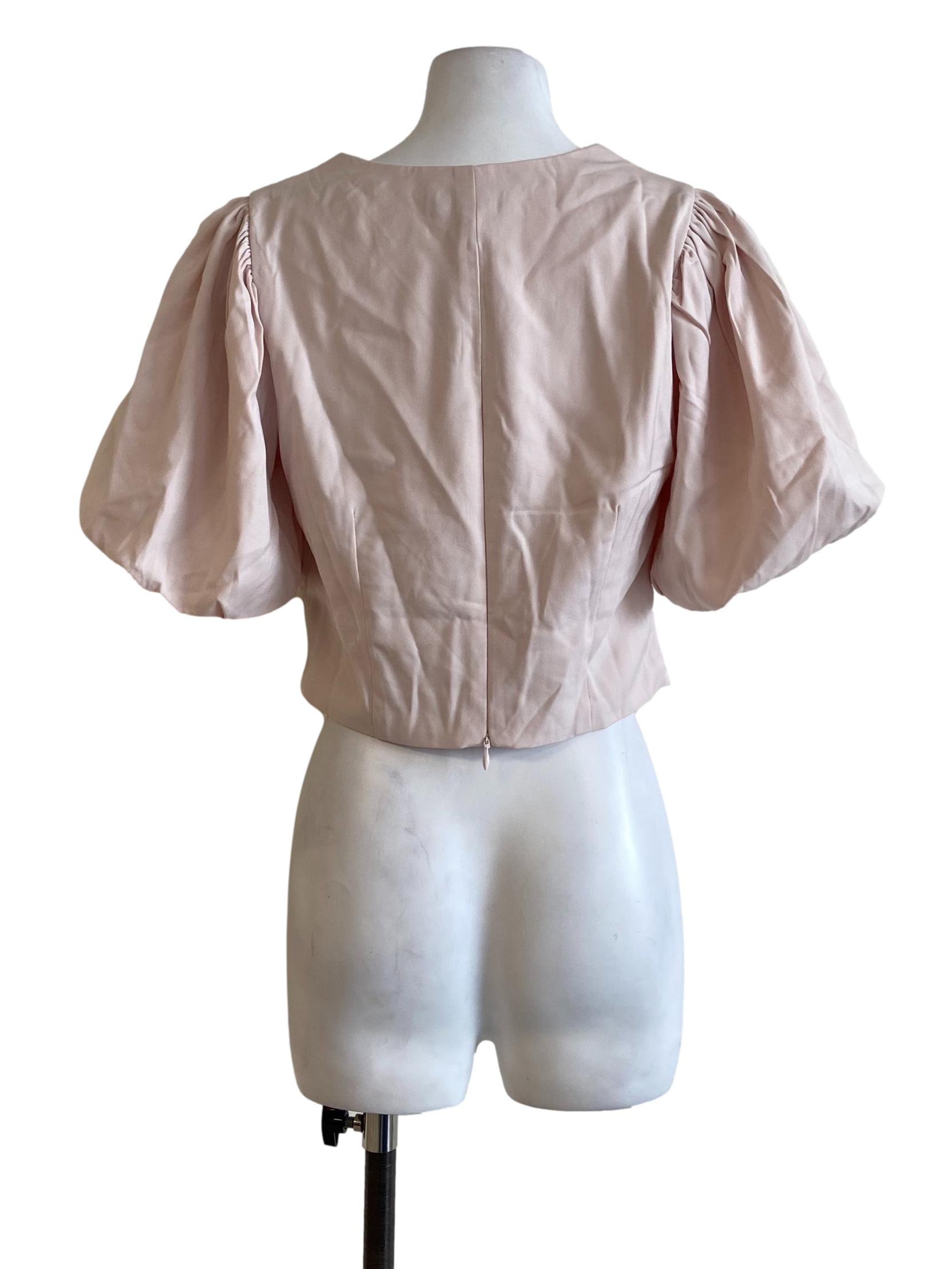 Lace Juliet Sleeve Twill Blouse