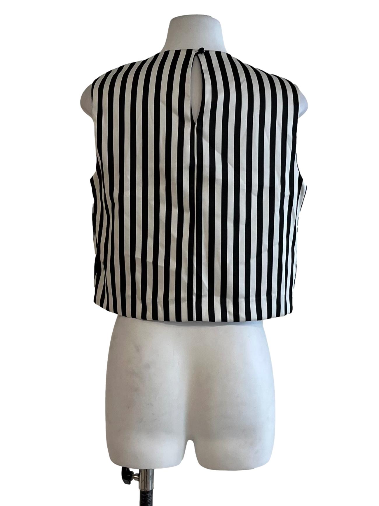 Black Awning Stripe Sleeveless Top