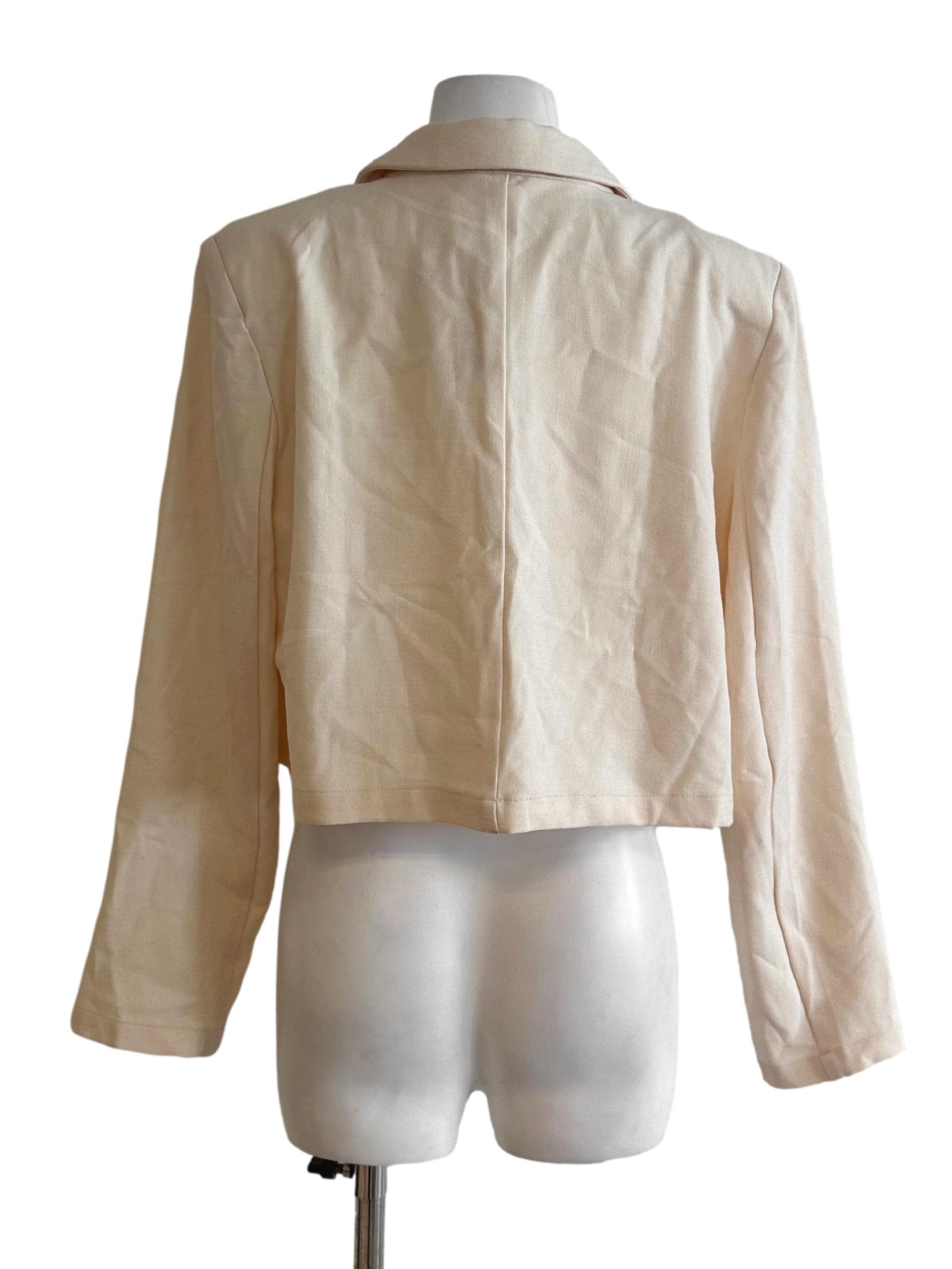 Cream White Collar Blazer