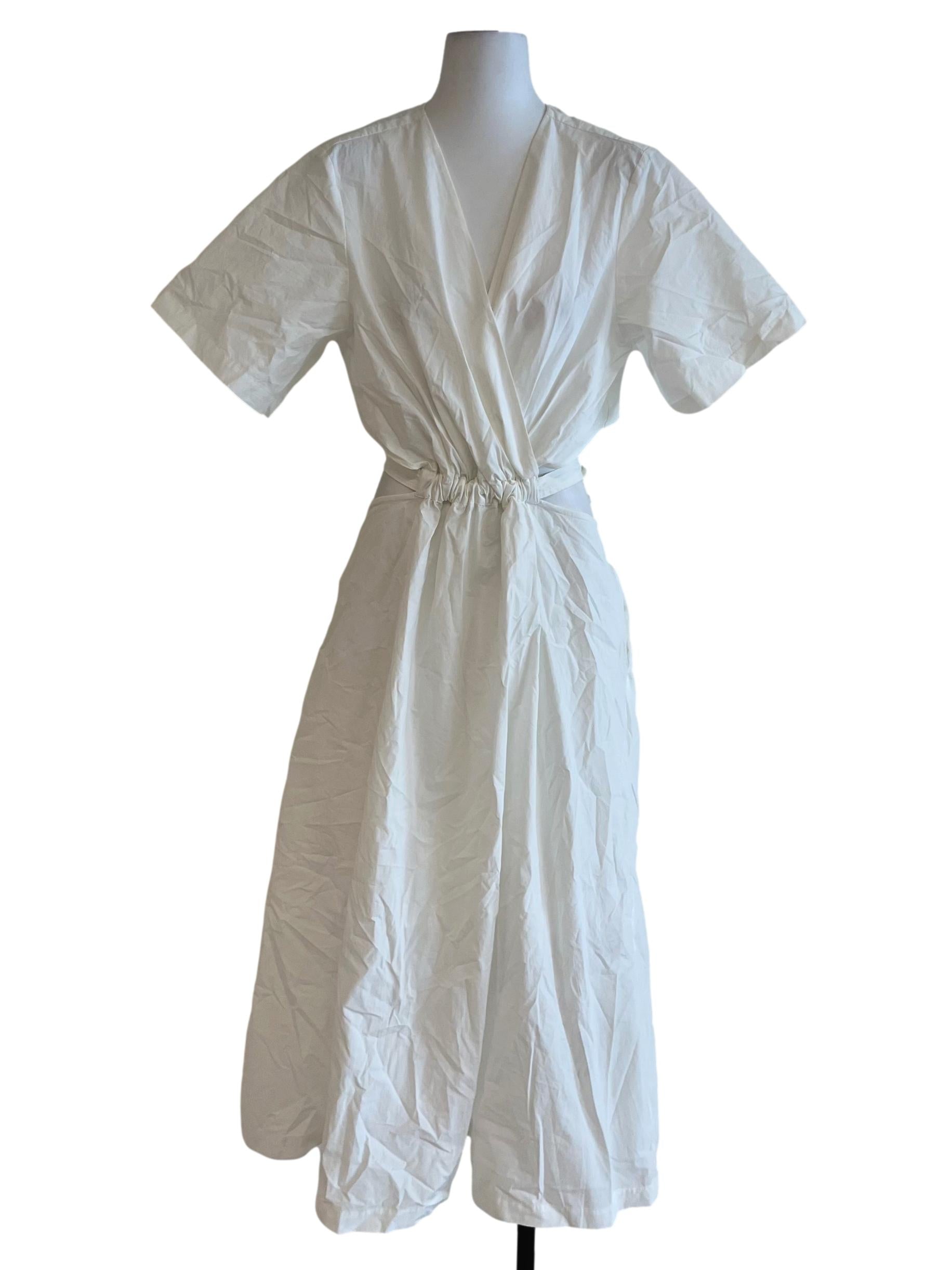 White V-Neck Empire Dress