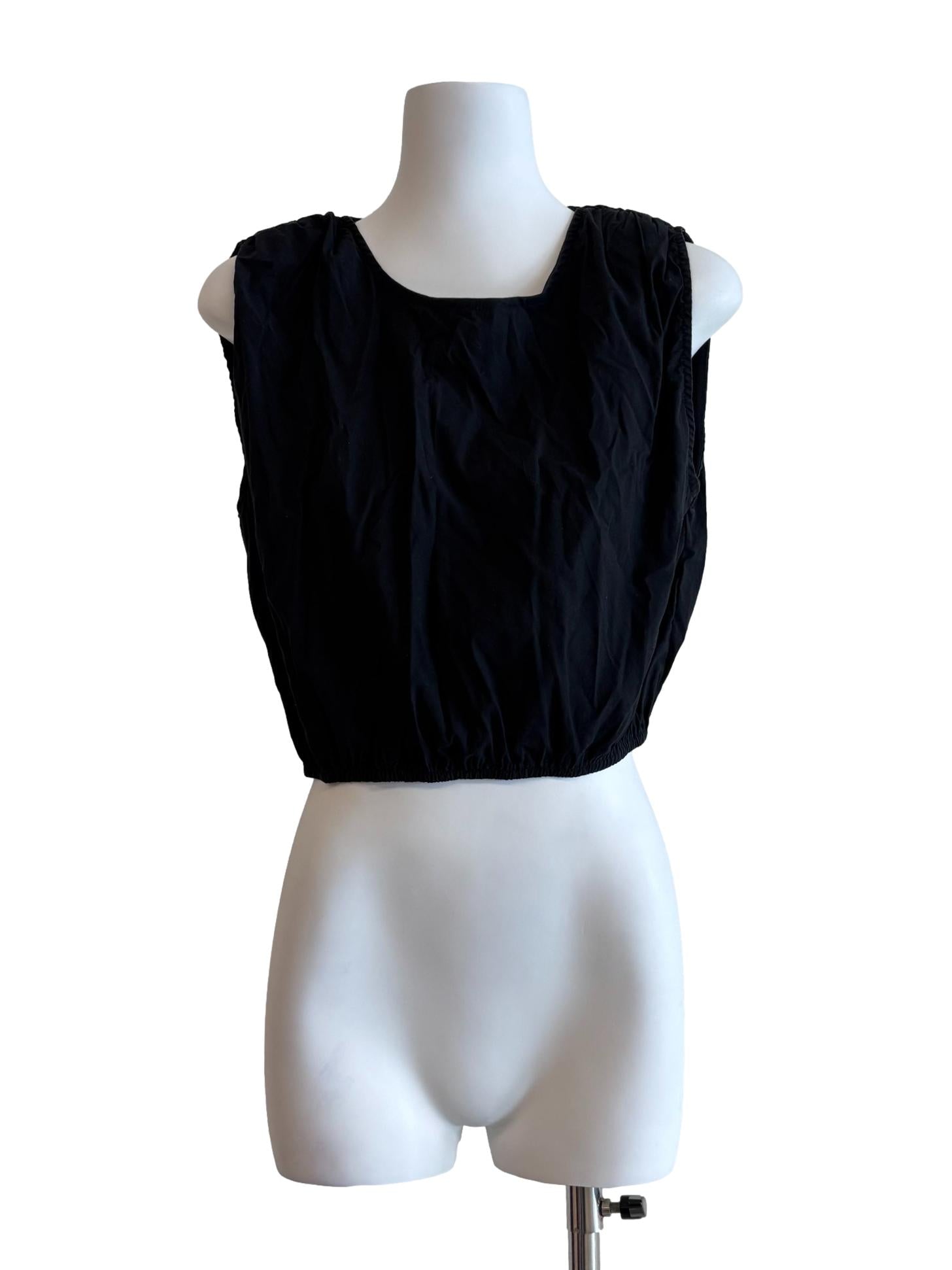 Jet Black Sleeveless Cotton Top