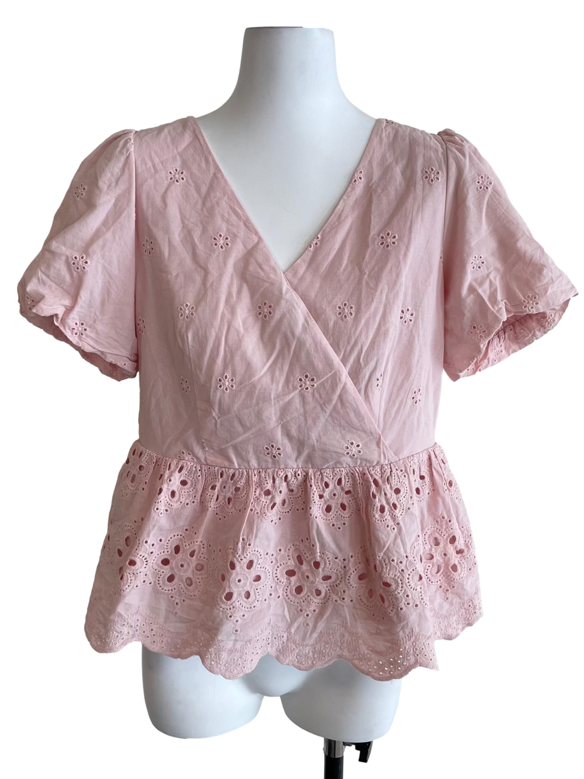 Light Pink Lace Peplum Top