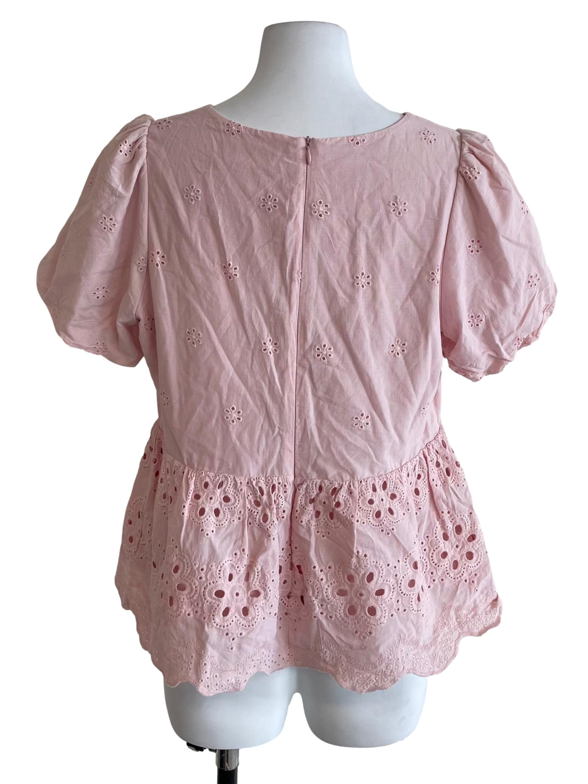 Light Pink Lace Peplum Top