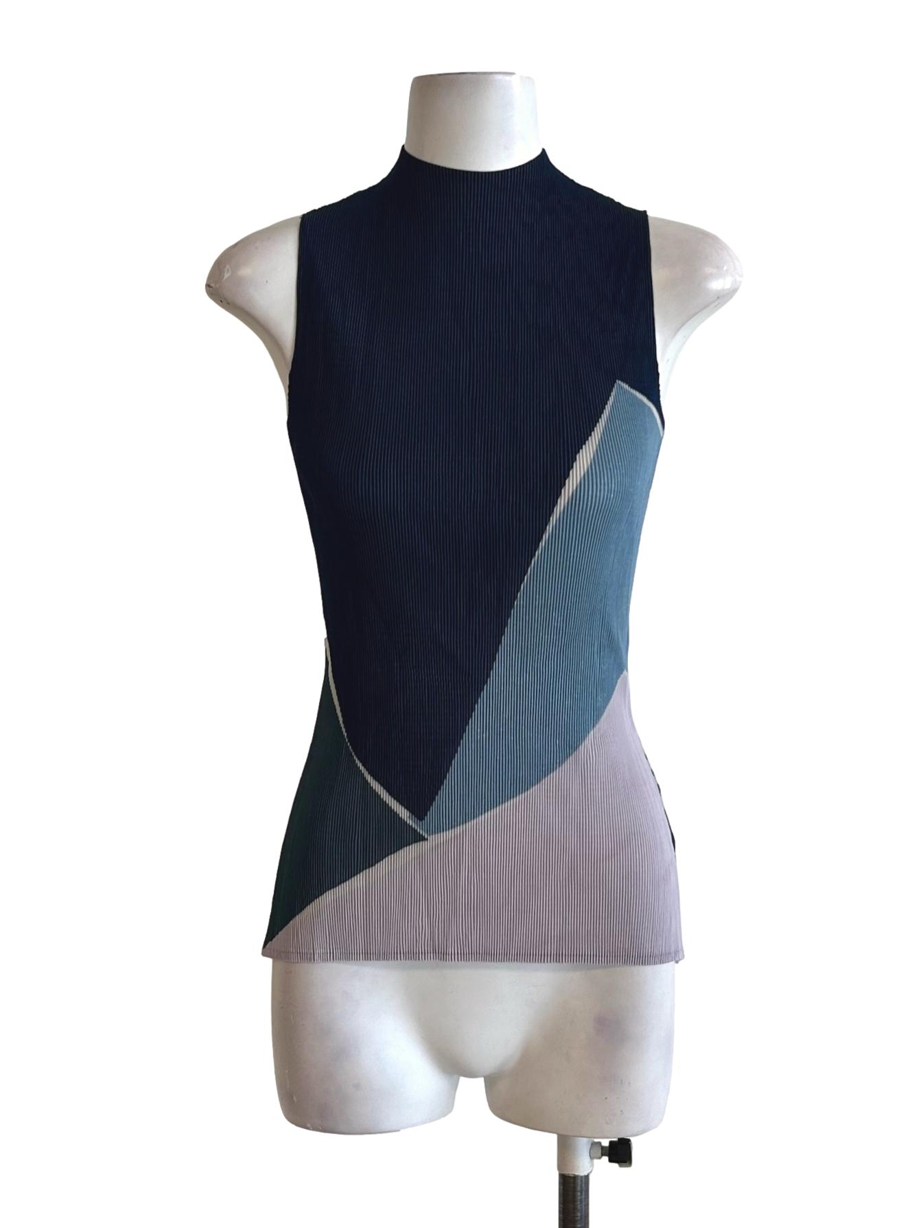 Plissé Pleated Mock-Neck Top OSN