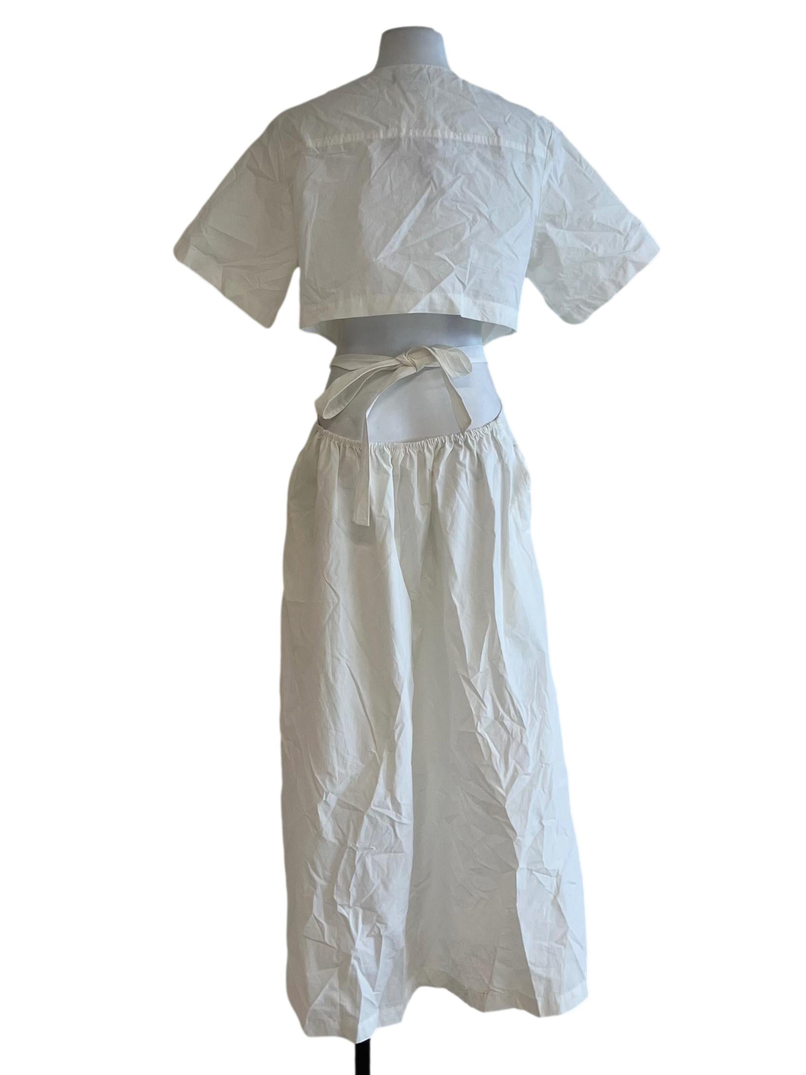 White V-Neck Empire Dress