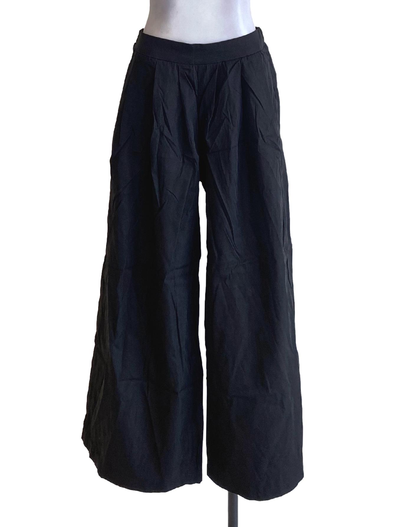 Jet Black High Waisted Loose Track Pants