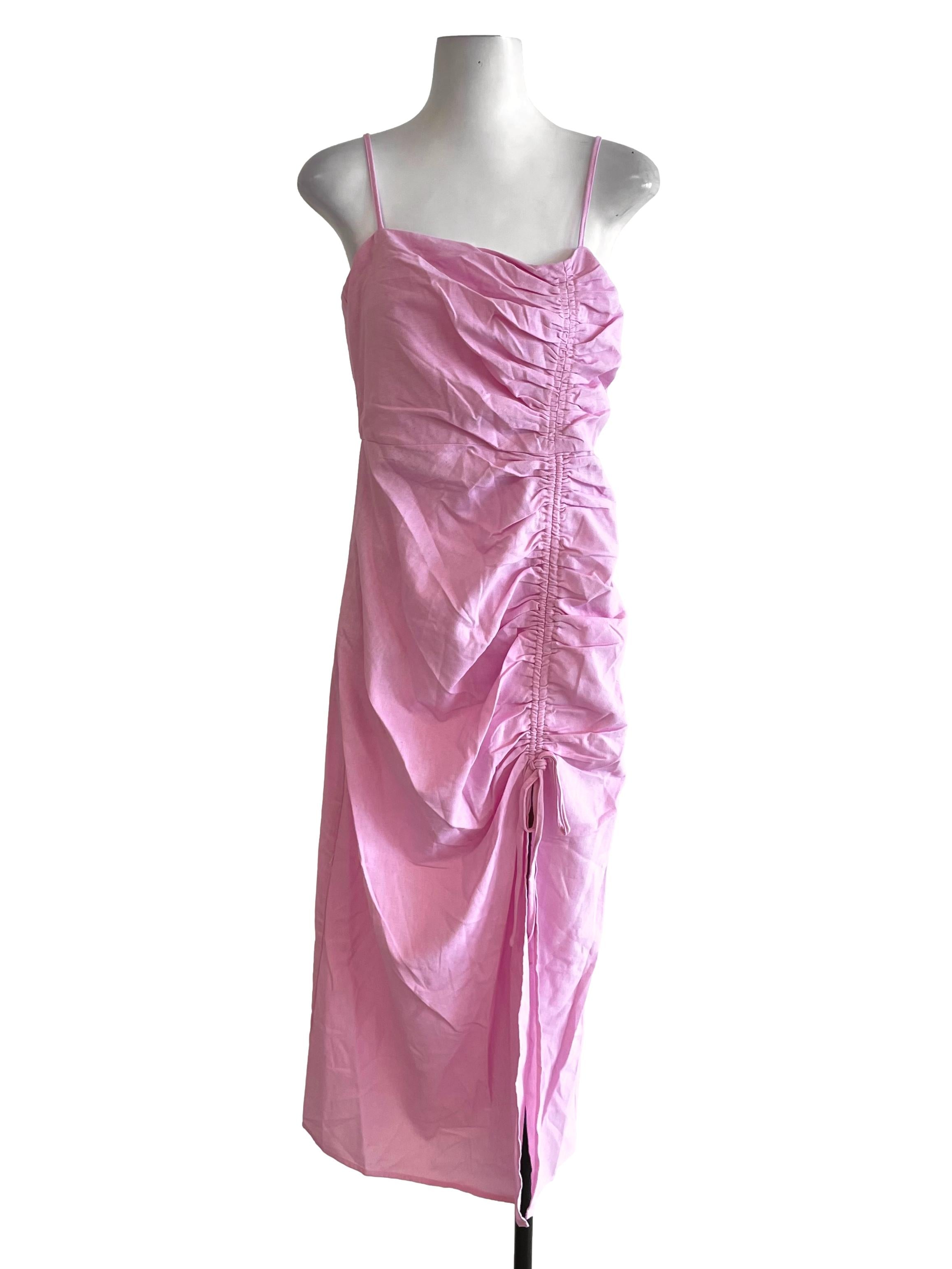 Pink Scrunch Slip Dress