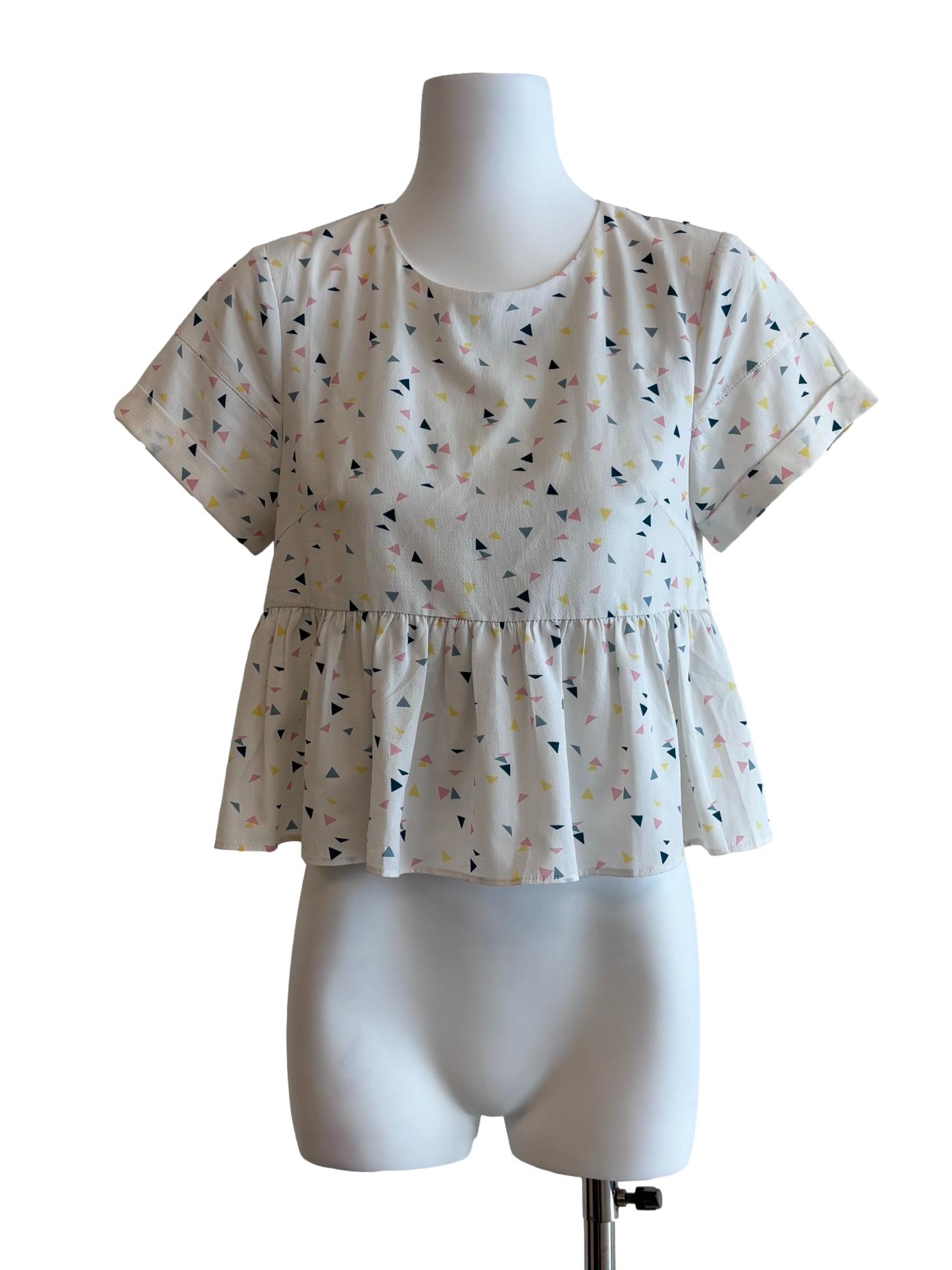 Ivory White Patterned Peplum Top