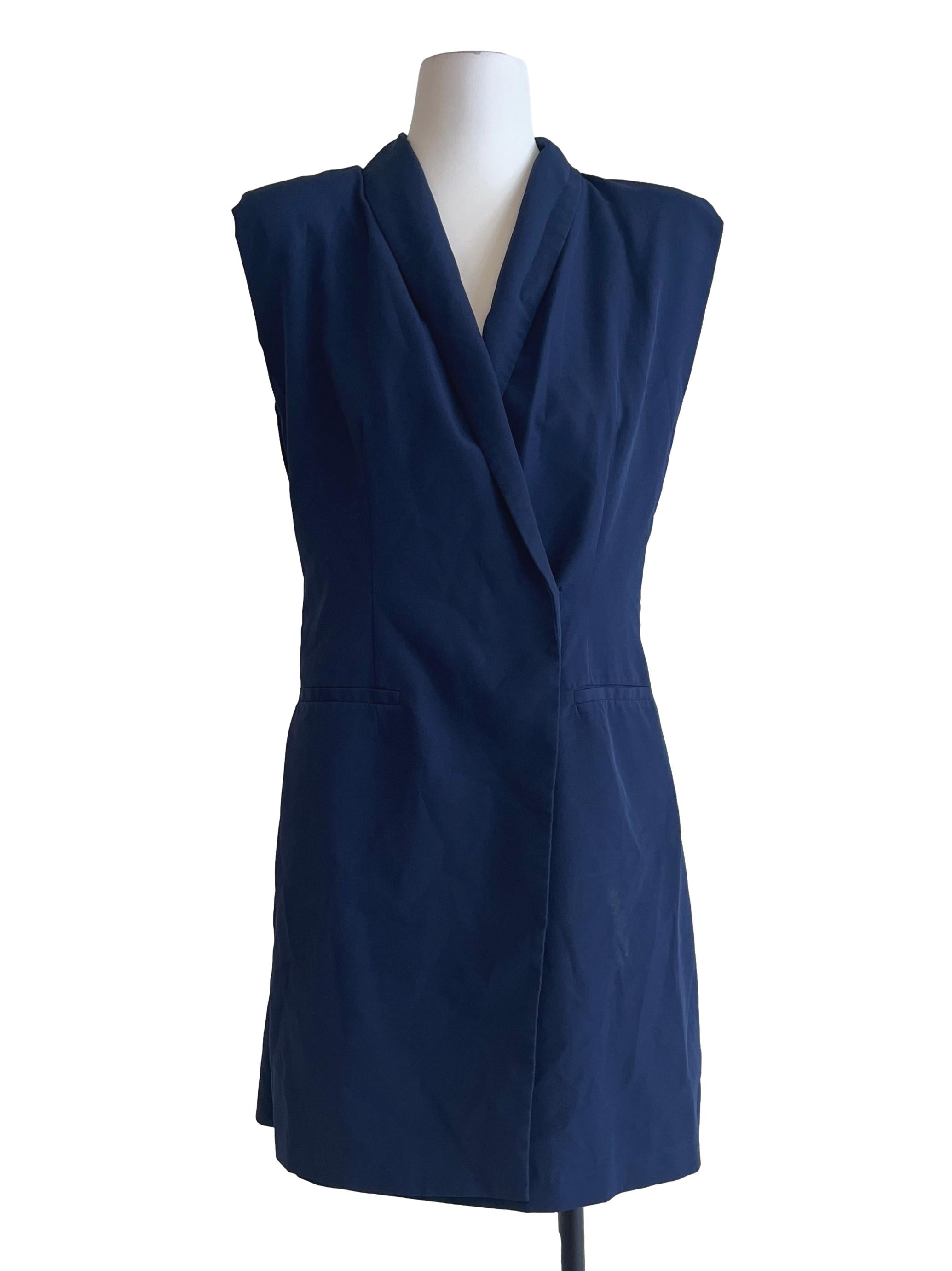 Denim Blue V-Neck Sleeveless Oversized Vest
