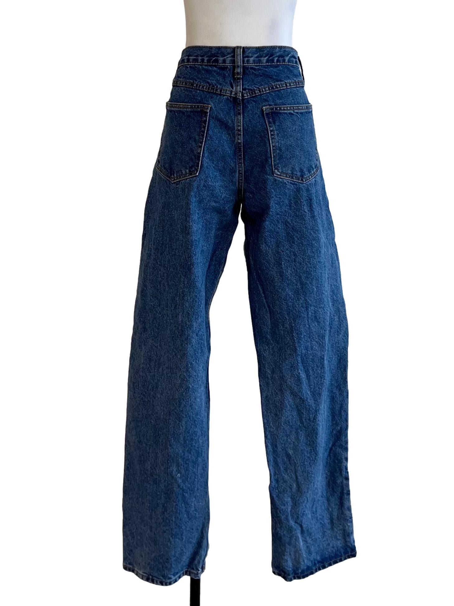 Blue Denim Plain Straight Jeans