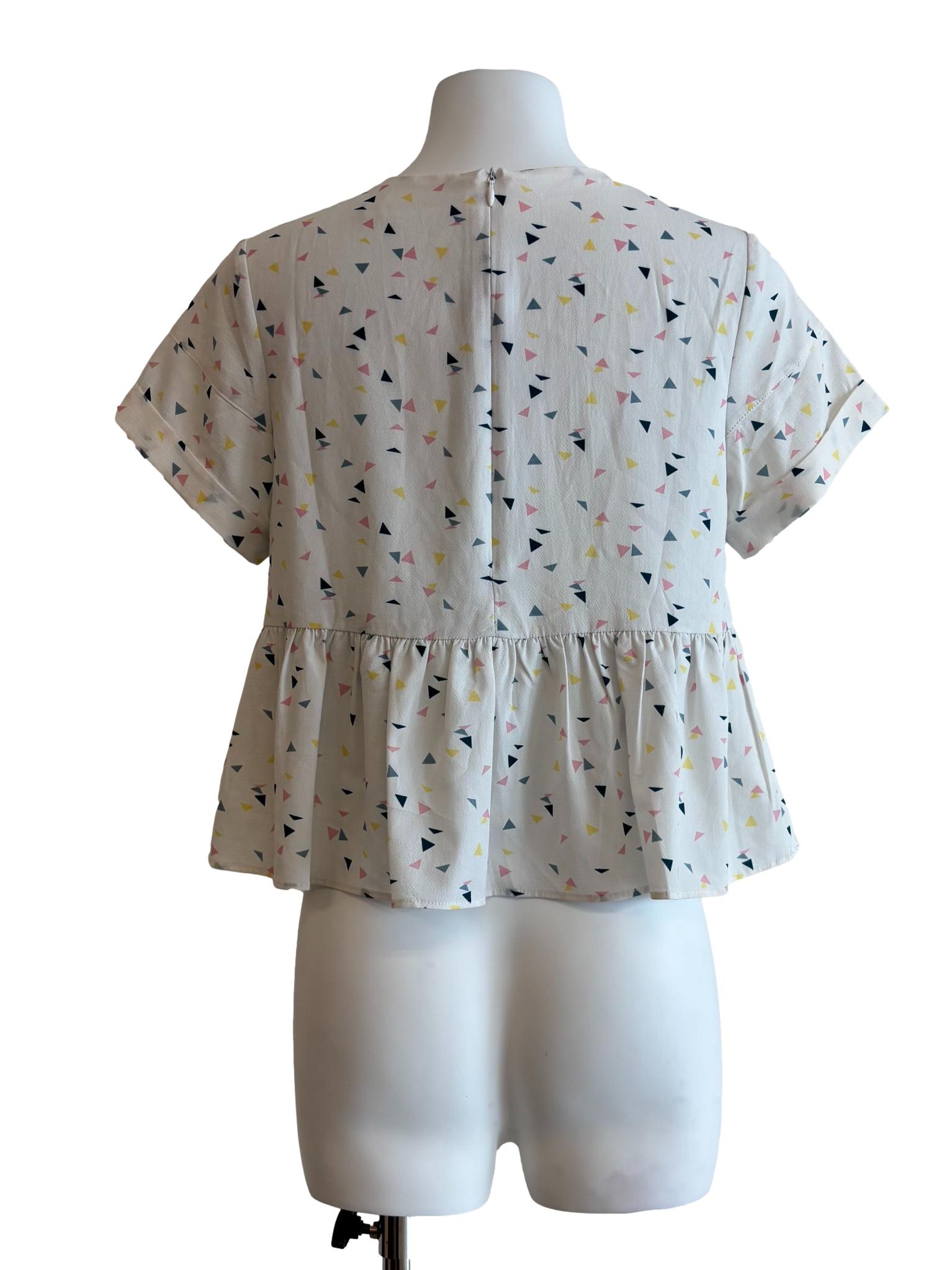 Ivory White Patterned Peplum Top