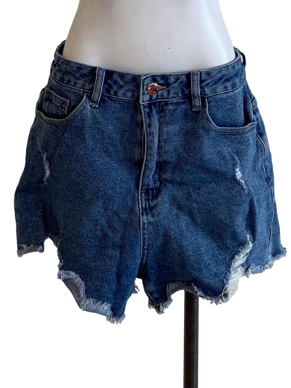 Blue Distressed Denim Shorts