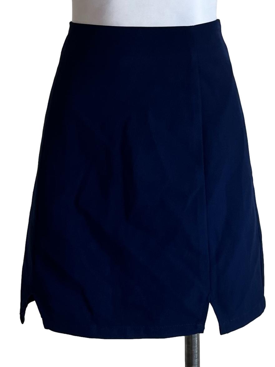 Dark Blue Plain Lined Skirt